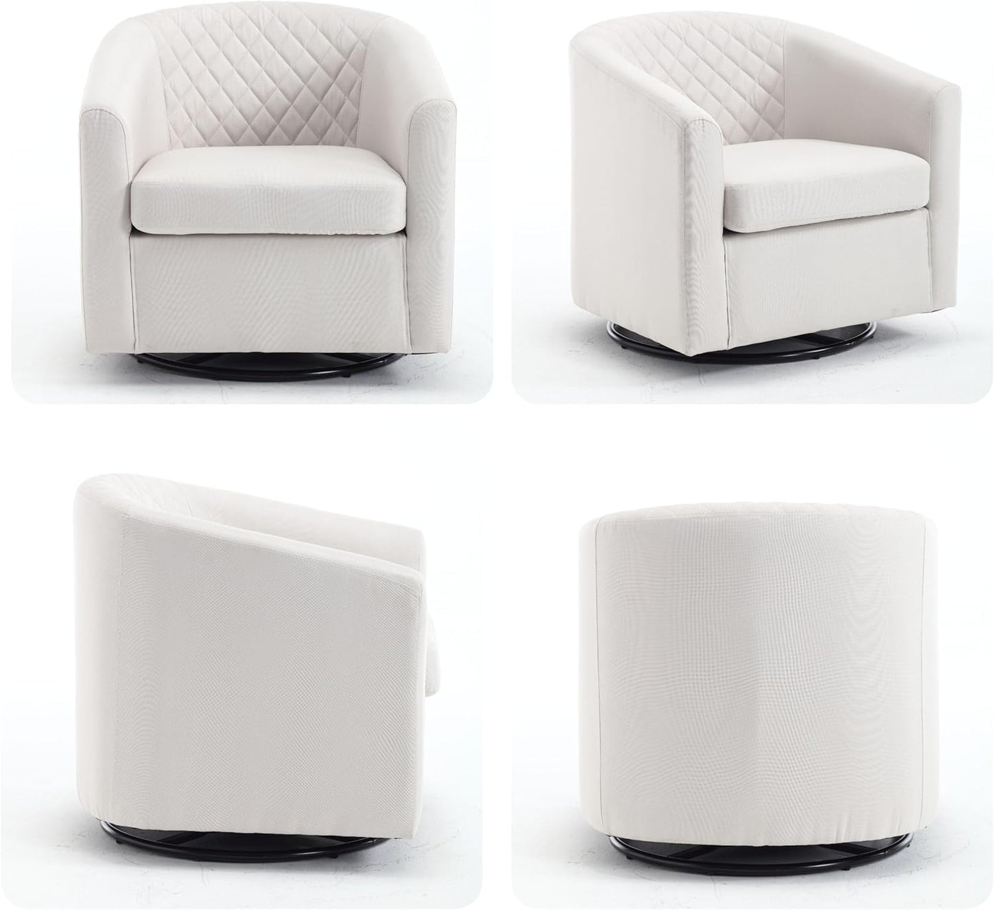 Swivel Rocker Accent Chair,Modern 360 Degree Swivel Barrel Chairs,Round Sherpa Cozy Sofa Chairs,Glide Back and Forth Armchair for Living Room,Bedroom,Office,Beige