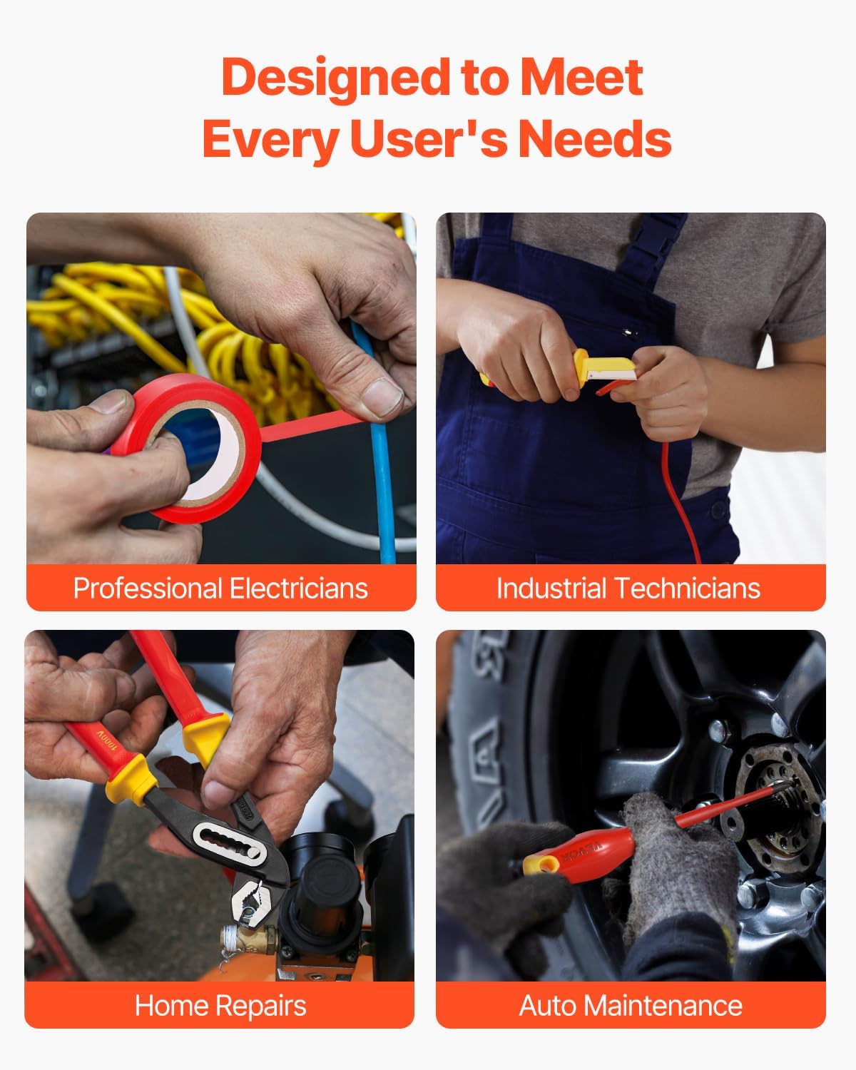 VEVOR Insulated Screwdriver Set, 50-Piece Professional Electrical Screwdriver Set, 1000V Insulated Electrician Tool, with Magnetic Tips, T-Handle Hex Wrench, Screwdriver, Single-Pole Voltage Tester