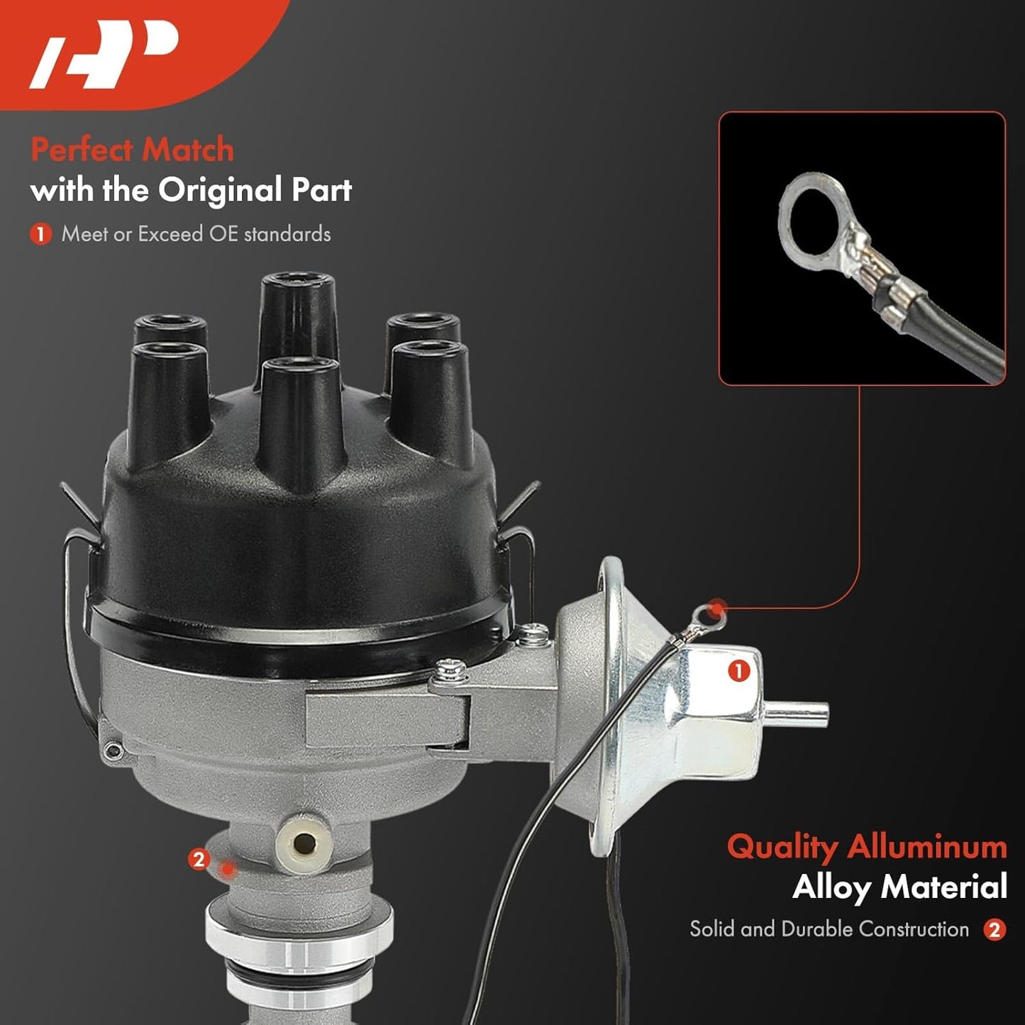 A-Premium Ignition Distributor with Cap and Rotor Compatible with Ford Mustang, E-100 E-200 E-300 Econoline, Bronco, Fairlane, Falcon, Gran Torino, P-100, Ranch Wagon & Mercury Caliente, Capri, Comet