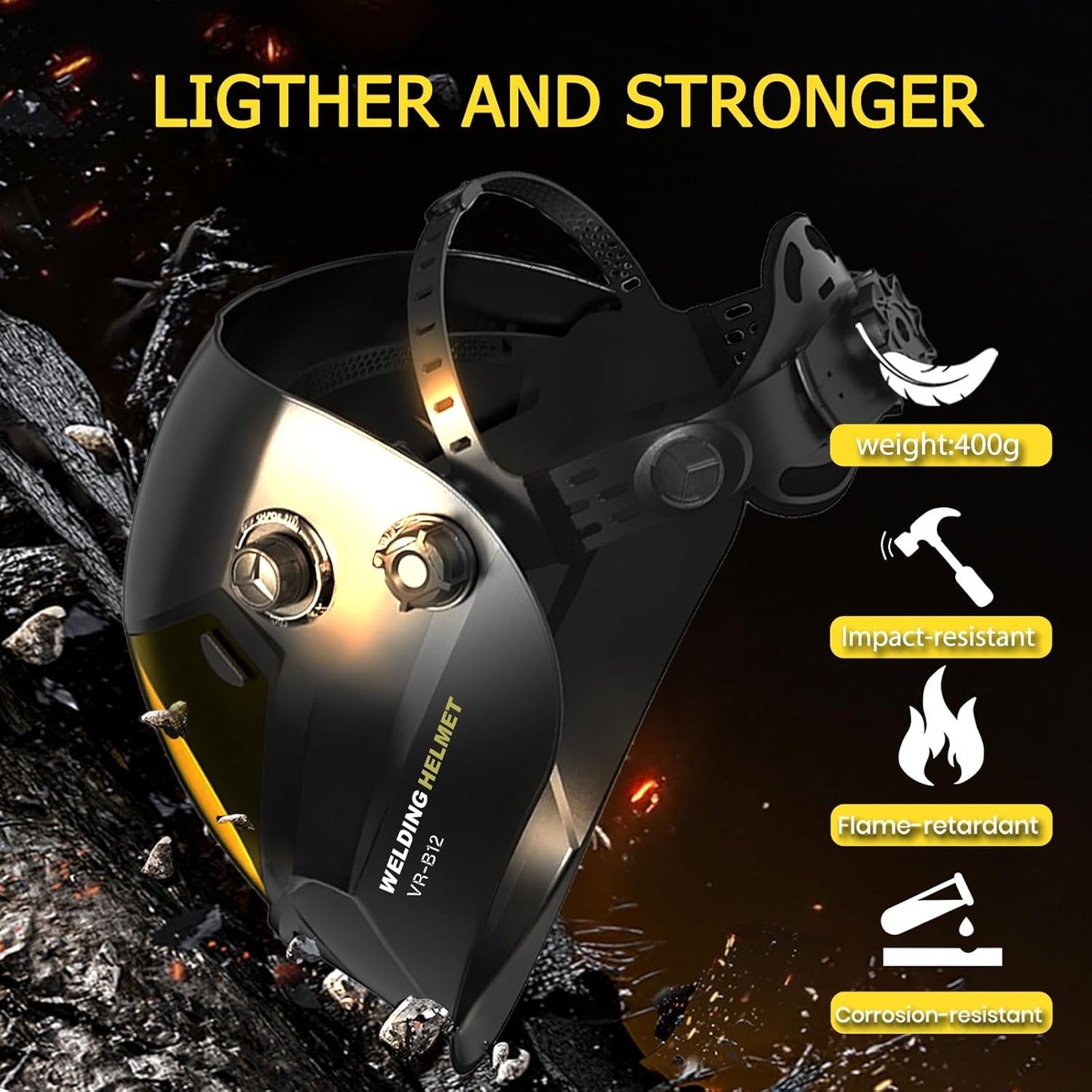 Welding Helmet Auto Darkening Welding Hood 1/1/1/1 Optical Clarity,Large Viewing Screen,True Color Solar Powered,4 Arc Sensor Wide Shade 4/5-9/9-13 Welding Mask with for TIG MIG ARC