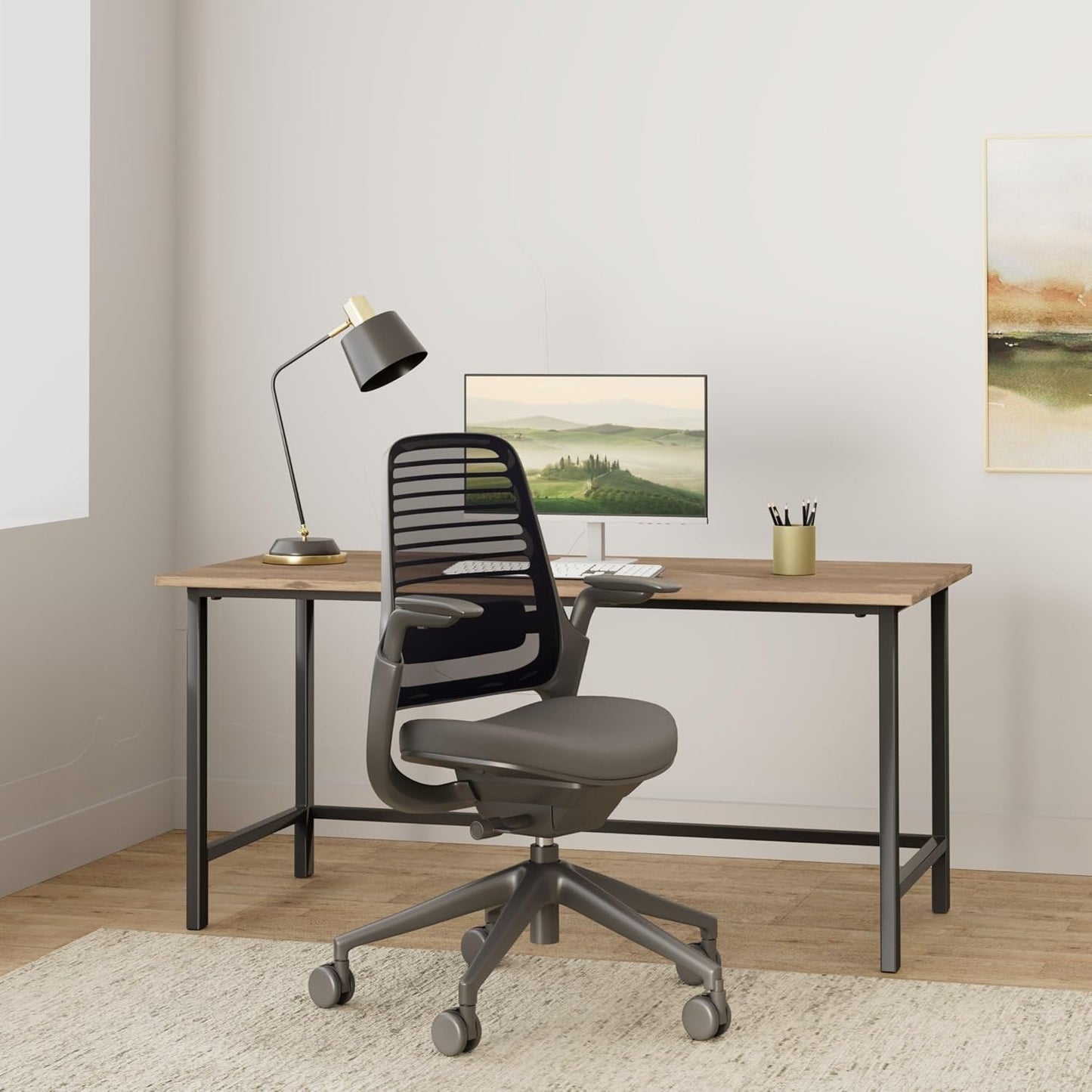 Steelcase Series 1 Office Chair - Ergonomic Work Chair with Wheels for Carpet - Helps Support Productivity - Weight-Activated Controls, Back Supports & Arm Support - Easy Assembly - Graphite
