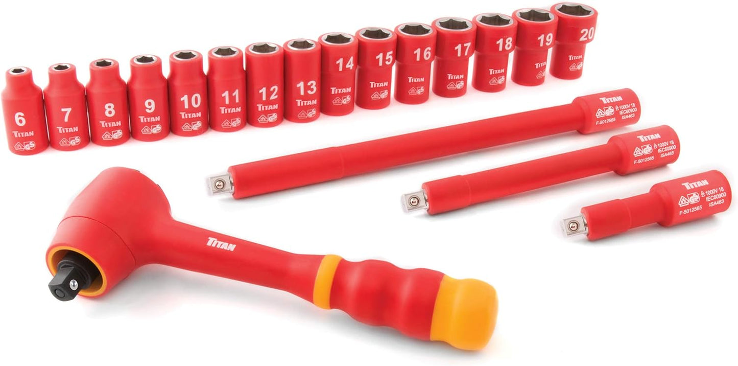 Titan 68100 19-Piece 3/8-Inch Drive VDE Insulated Socket Set