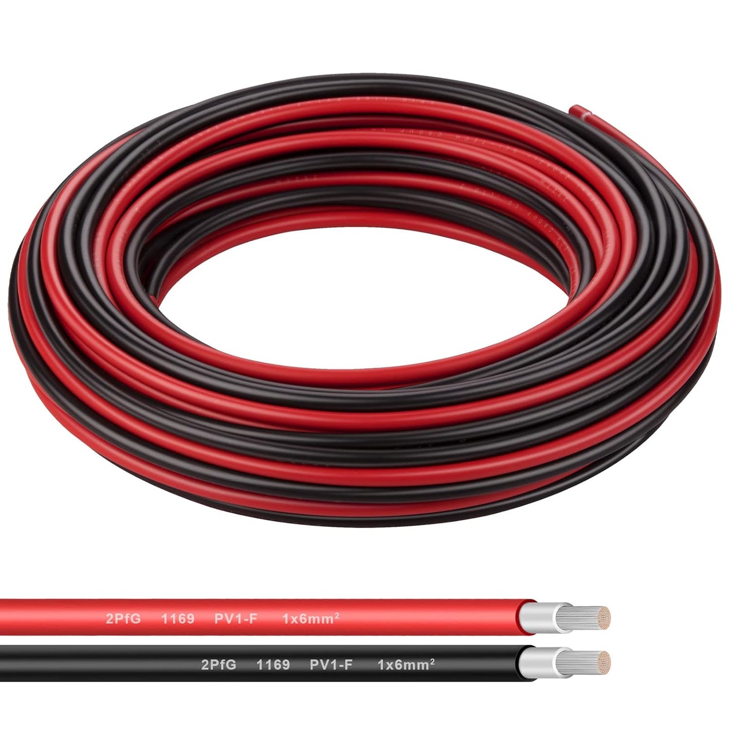 Solar Panel Wire - 200FT Black Tinned Copper Wire, 10AWG (6mm²) PV Wire Solar Extension Cable for Outdoor Automotive RV Boat Marine Solar Panel - Black (10AWG 200FT)