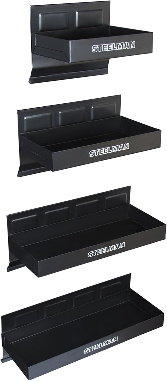 Steelman Non-Marring Magnetic Tool/Parts Storage Trays for Rolling Toolboxes, Durable Steel, 4-Piece Set