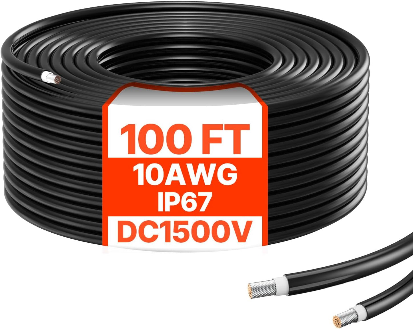 VEVOR 50FT Solar Panel Extension Cable, 10AWG Solar Extension Cable Wire with Female & Male Waterproof Connectors, 6mm² PV Cable for Home, Ship and RV Solar Panels, 50FT Black + 50FT Red (Set of 2)
