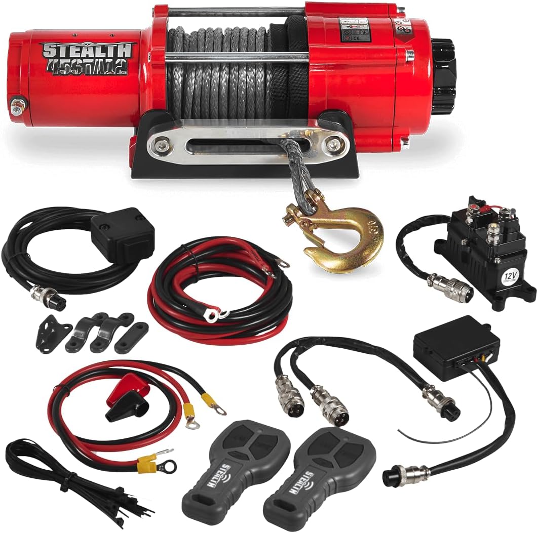 Stealth Winches 3500 lb 12V Electric Winch for ATV UTV Jeep Truck Trailer Car Towing Vehicle Recovery, Portable Heavy Duty Off Road Winch with Remote Kit, Steel Rope, Roller Fairlead & Mounting Plate