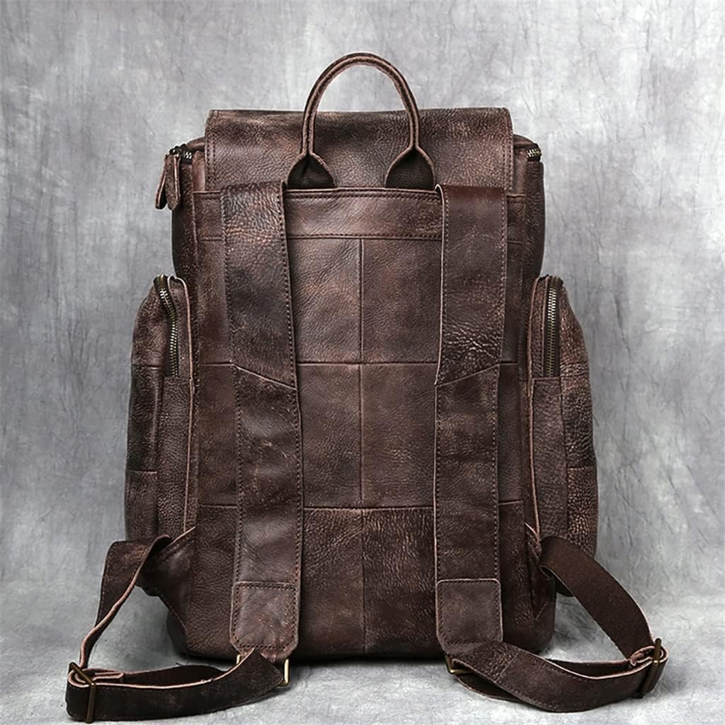 Vintage Genuine Leather Backpack First Layer Cowhide Backpack Leisure Travel Bag Large Capacity Laptop Bag For 16inch