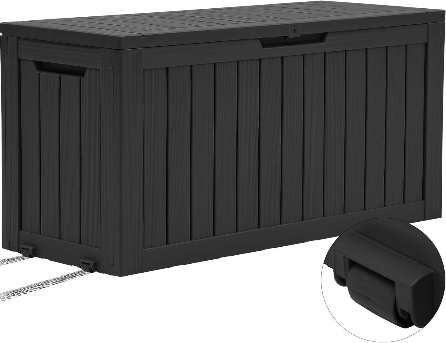 YITAHOME 120 Gallon Outdoor Storage Deck Box with Cushion, Large Resin Patio Storage for Outdoor Pillows, Garden Tools and Pool-Supplies, Waterproof, Lockable (Taupe)