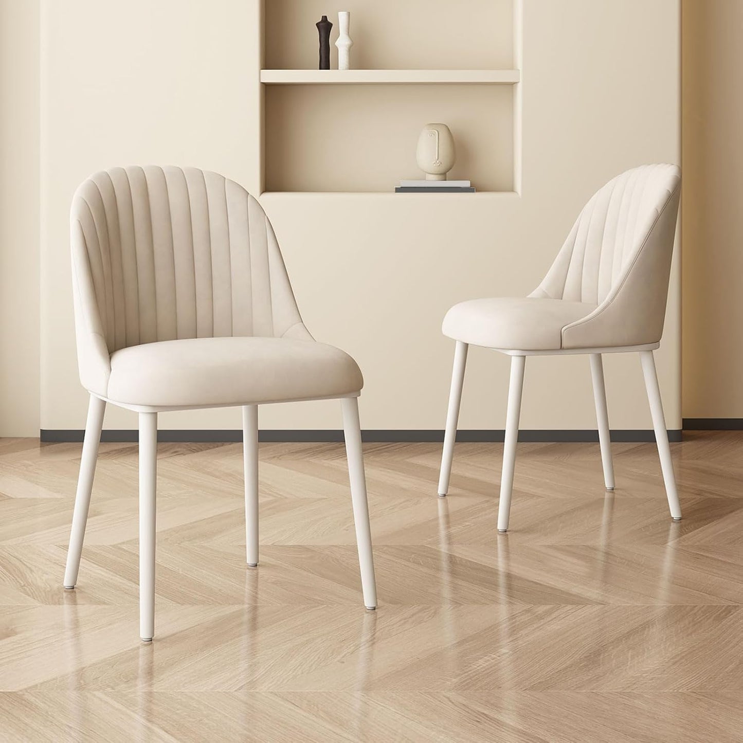 Sofa Chair Set of 2, Modern Desk Chairs, Kitchen Dining Chair with Metal Legs for Home Office, Bedroom & Living Room