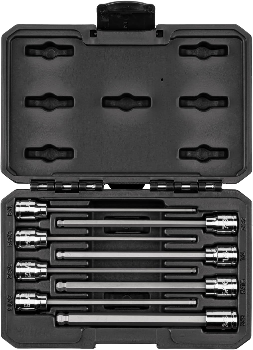 TEKTON 3/8 Inch Drive Long Ball End Hex Bit Socket Set with Case, 19-Piece (1/8-3/8 in., 3-10 mm) | SHB91321