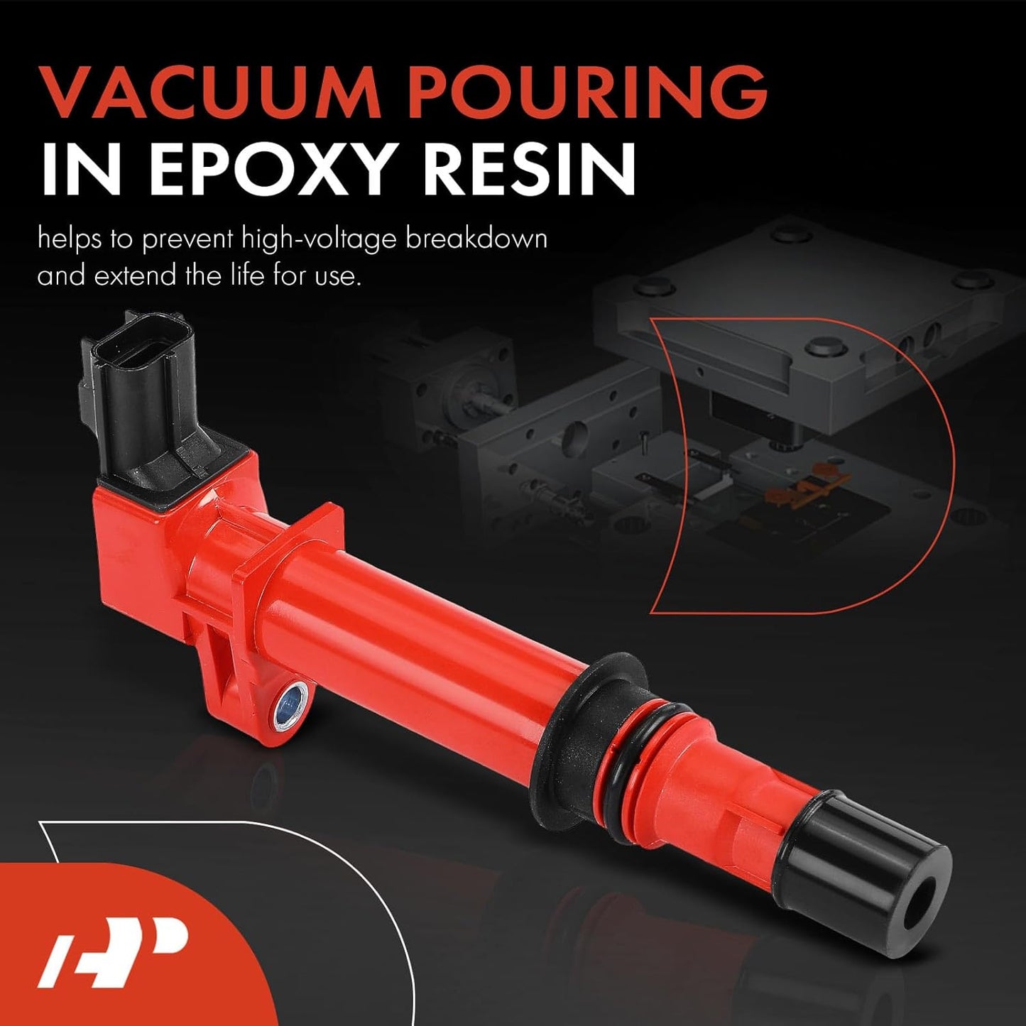 A-Premium (Red) Engine Ignition Coil Pack Compatible with Dodge Ram 1500 2002-2008, Dakota 2004-2008 & Jeep Grand Cherokee, Liberty & Mitsubishi Raider, V6 3.7L 3.9L, Replace# 56028138, 6-PC Set