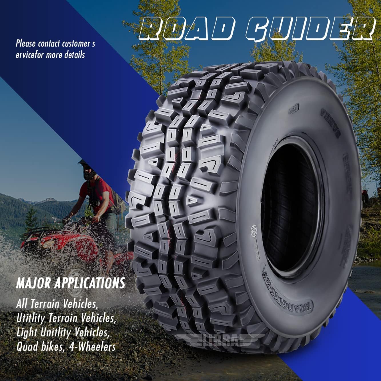 ROADGUIDER Full Set ATV Tires 24x9-10 & 24x11-10 for 05-16 Kawasaki Mule 610 4x4