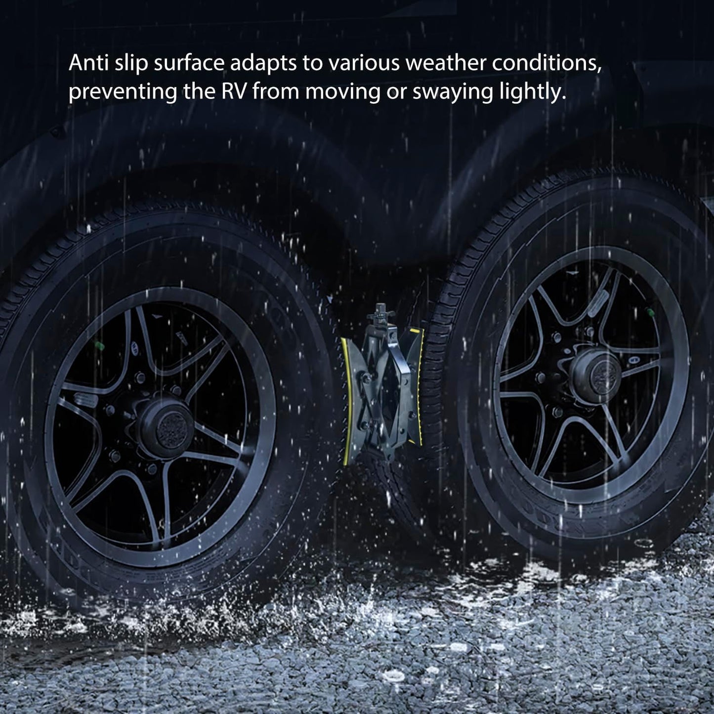 SKYFISH Steel Structure Upgrade Camper Wheel Double X Chock Tire Stabilizer, More Stable with RV Anti-Vibration Rubber mat Even on Rainy Days, it Doesn't Slip (X Chock)