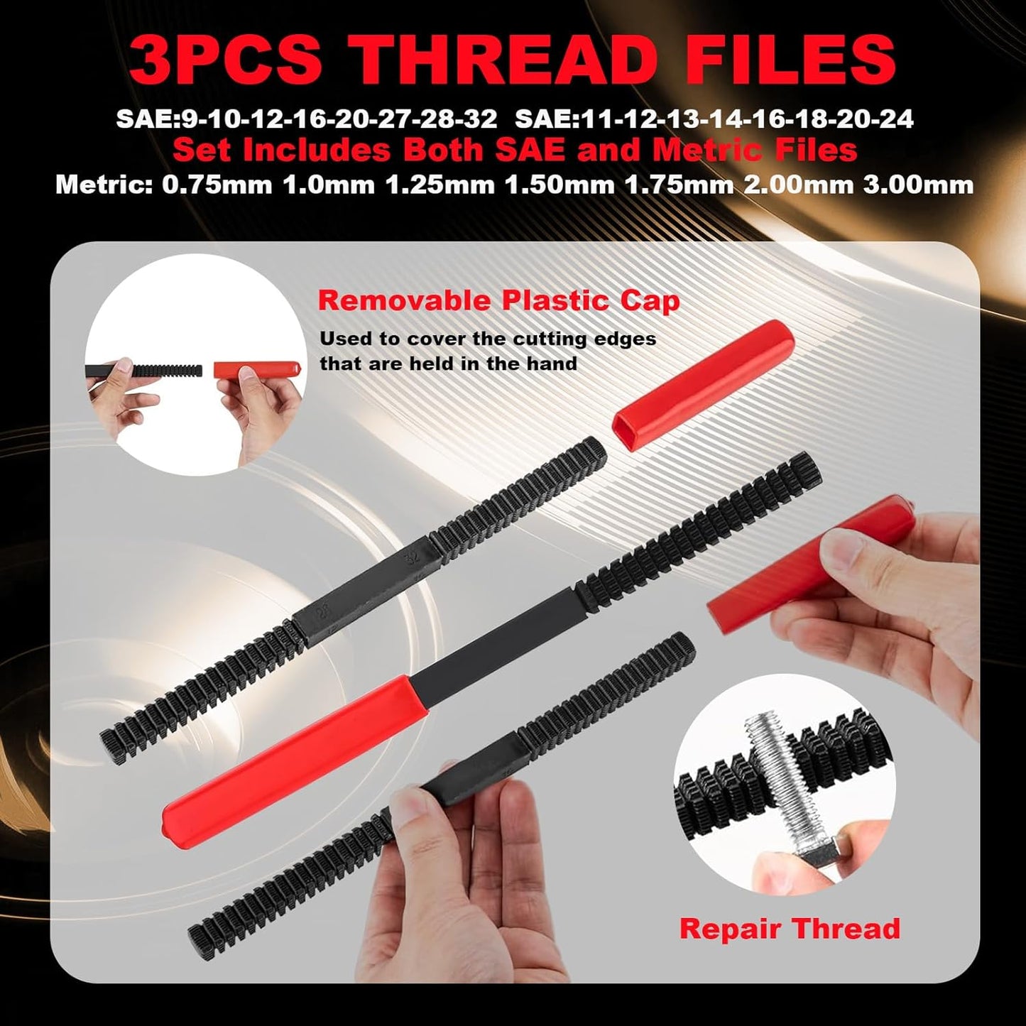 61 Piece Thread Chaser Set - Metric SAE Thread Chaser Kit, UNF UNC Rethreading Tool Kit, Thread File Repair Thread Tool