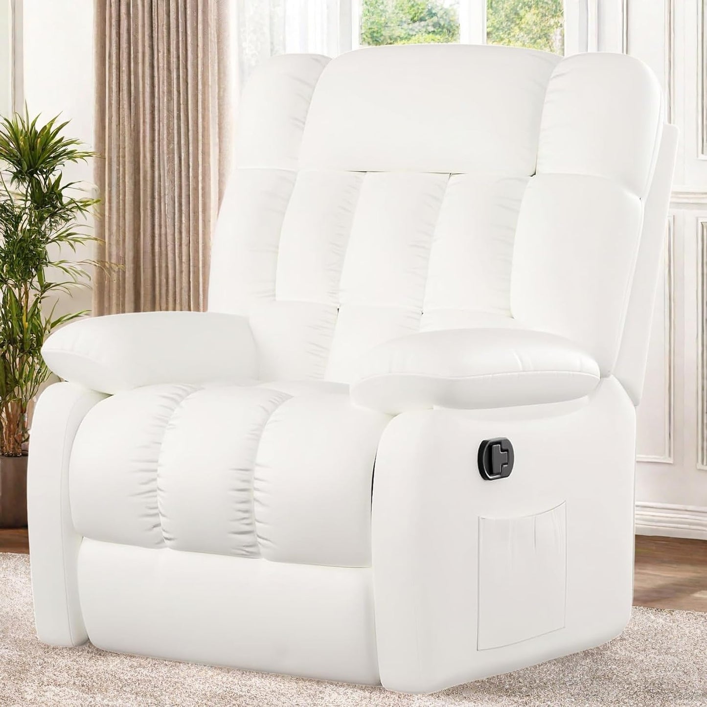 Swivel Rocker Recliner with 360 Degree Swivel, Small Recliners with 30 Degree, 90-150 Degree Angle, Faux Leather Lift Chair for Home Theater Seating, Adults, Living Room, Bedroom, Black