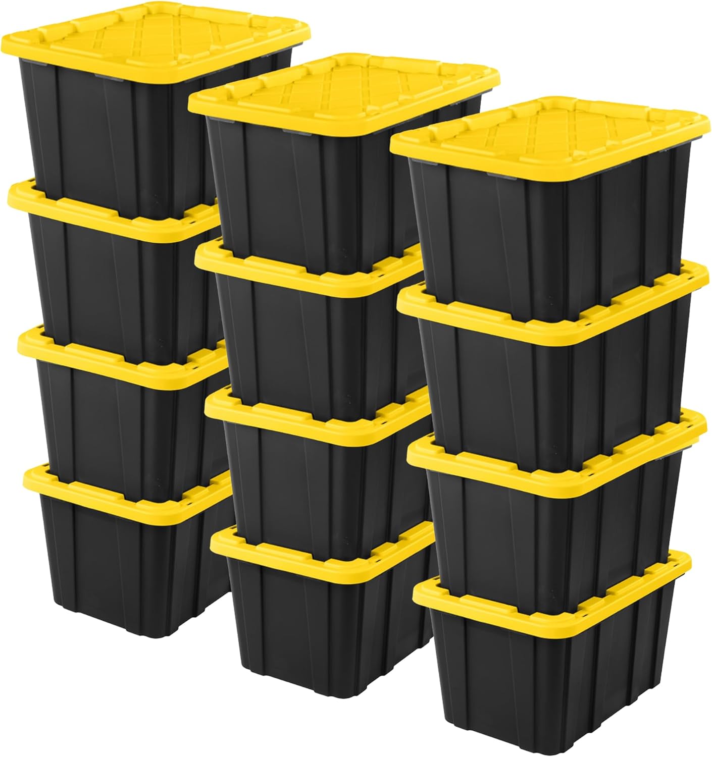 Sterilite 6-Pack Industrial Tote, Plastic Storage Container Bins with Lids, 17 Gallon - Heavy-Duty Organizing Containers for Closet, Bathroom, and Office