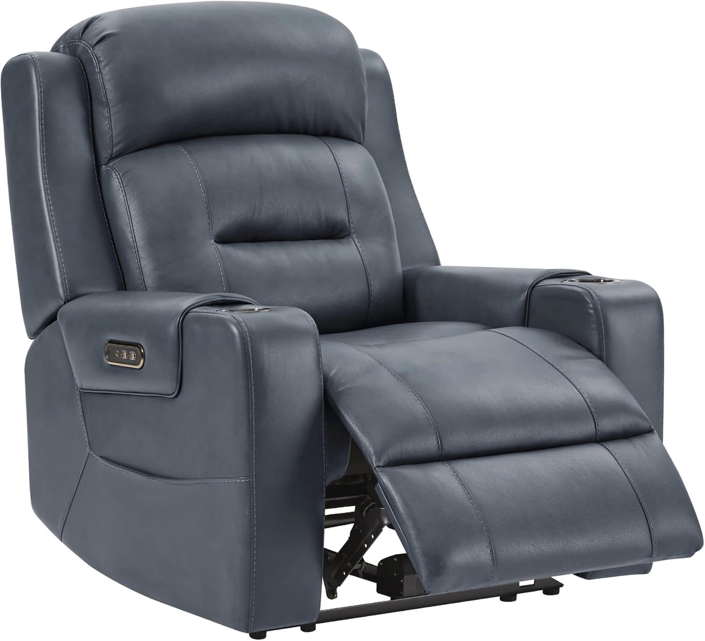 Watson & Whitely Genuine Leather Power Recliner Chairs for Adults, Lay Flat Recliner with Power Headrest, USB Ports and Cup Holders, Electric Reclining Sofa for Living Room, Bedroom, Dark Brown