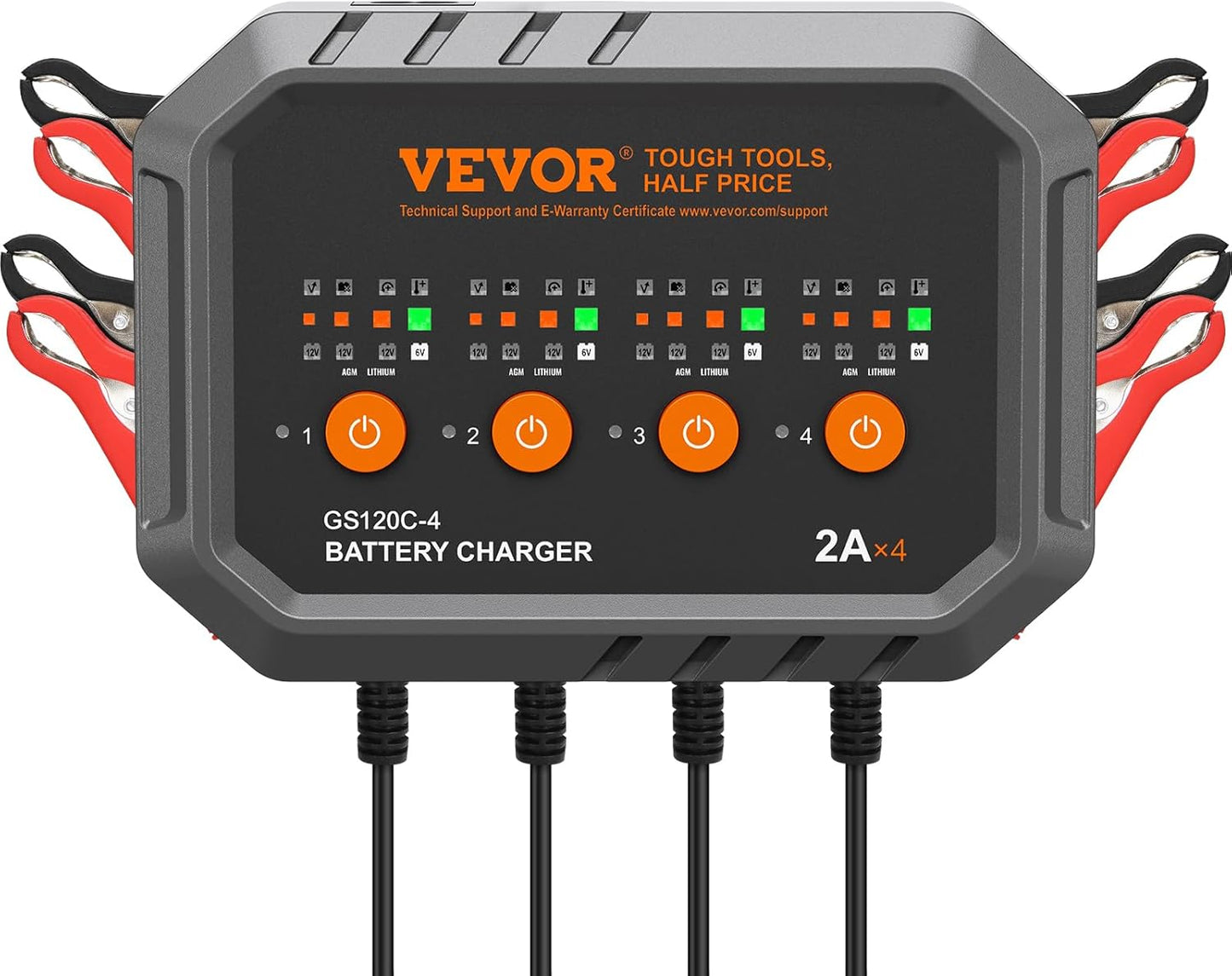 VEVOR Smart Battery Charger, 35-Amp, Lithium LiFePO4 Lead-Acid (AGM/Gel/SLA) Car Battery Charger with LCD Display, Trickle Charger Maintainer Desulfator for Boat Motorcycle Lawn Mower Deep Cycle