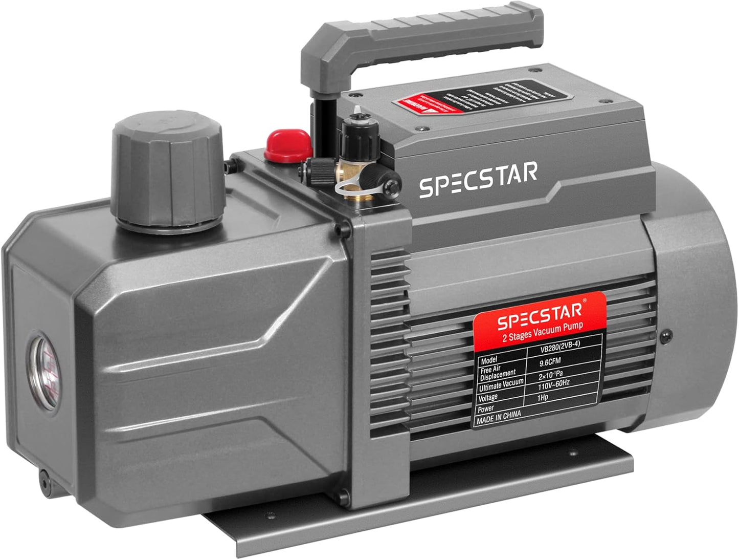 SPECSTAR 1/2 HP 5 CFM 110V Dual Stage Rotary Vane HVAC Air Vacuum Pump for R12 R22 R134a R410a Systems with 2 Oil Bottles