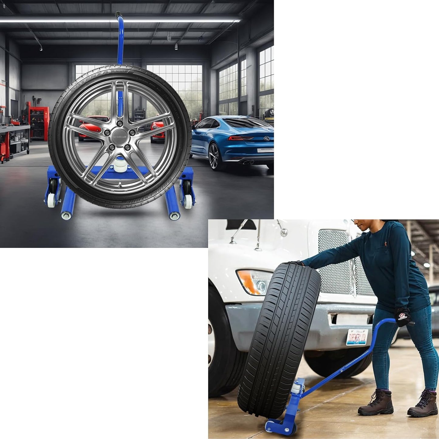 Adjustable Tire Moving Cart Tool | 500 lbs Heavy Duty Truck Tire Dolly | Tire Lift Perfect for Workshop and Garage