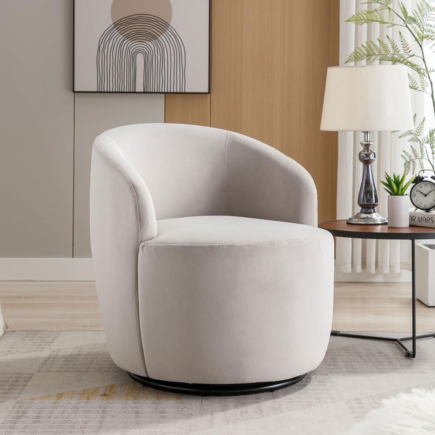 Swivel Accent Chairs Set of 2, Modern Round Vanity Chair for Living Room, Comfy Velvet Barrel Armchair, Small Single Sofa, Blue