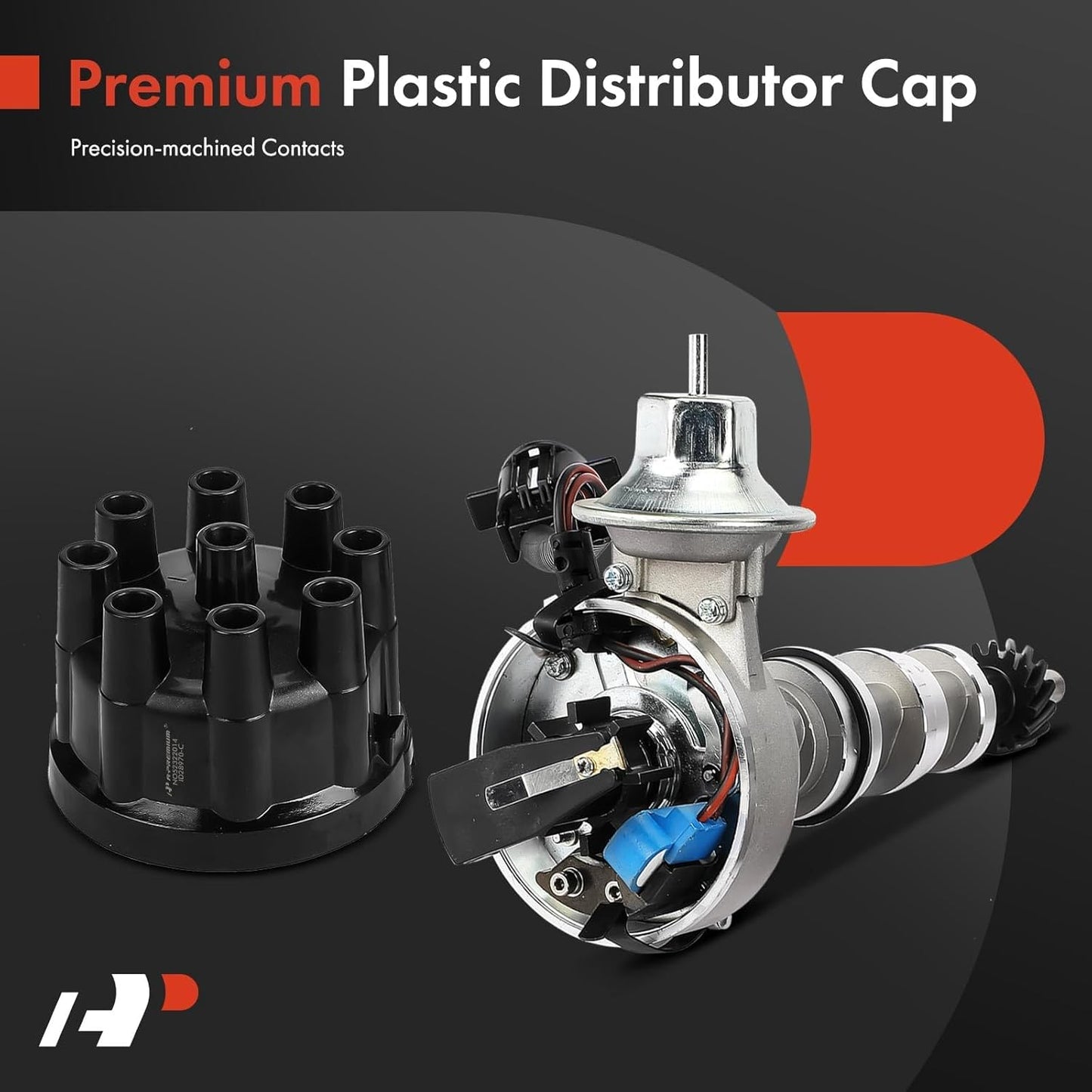 A-Premium Ignition Distributor with Cap and Rotor Compatible with Ford F-100 1974-1976, F-150 1975-1976, F-250 1974-1976, F-350 1974-1976, F-500 1975-1976, M-450 1974-1974, 5.9L 6.4L