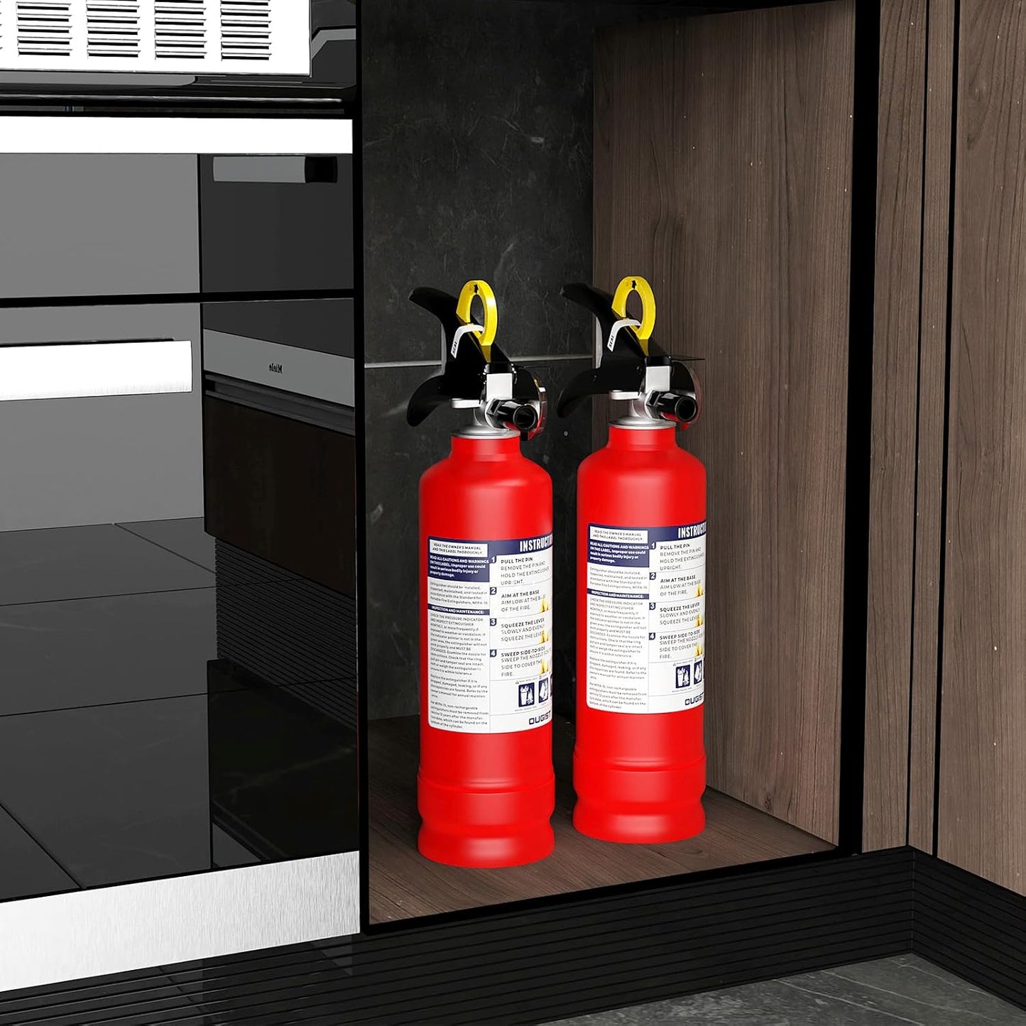 ABC Fire Extinguisher for Home & Vehicle - 2.5 lb 1-A:10-B:C Rated, Dry Chemical Fire Safety with Quick-Release Handle, Certified for Kitchen/Car/Boat Use-Model FF1KG-2Pack