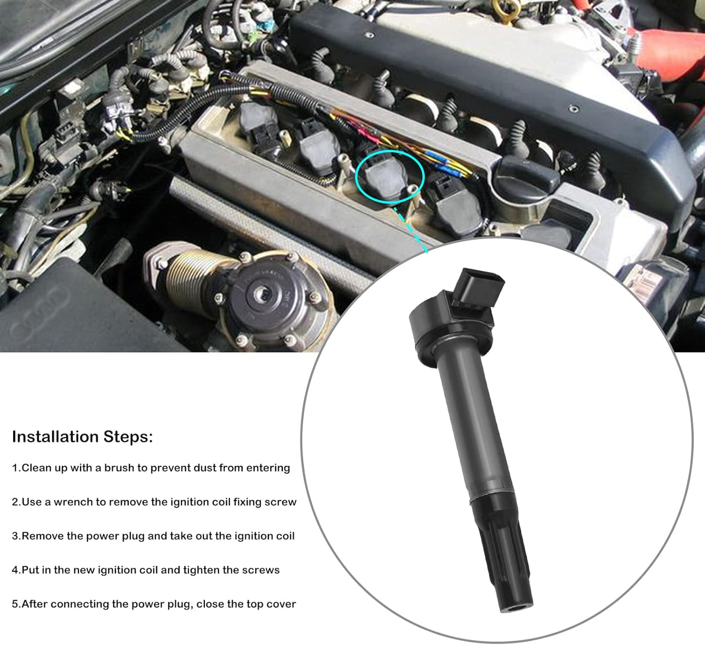 4PCS Ignition Coils for 2002 2003 2004 2005 2006 2007 2008 2009 2.4L Toyota Camry Matrix RAV4 Solara Highlander Scion TC xB Lexus HS250h 2.4 Coil Packs OE# UF333 C1330 90919-02244