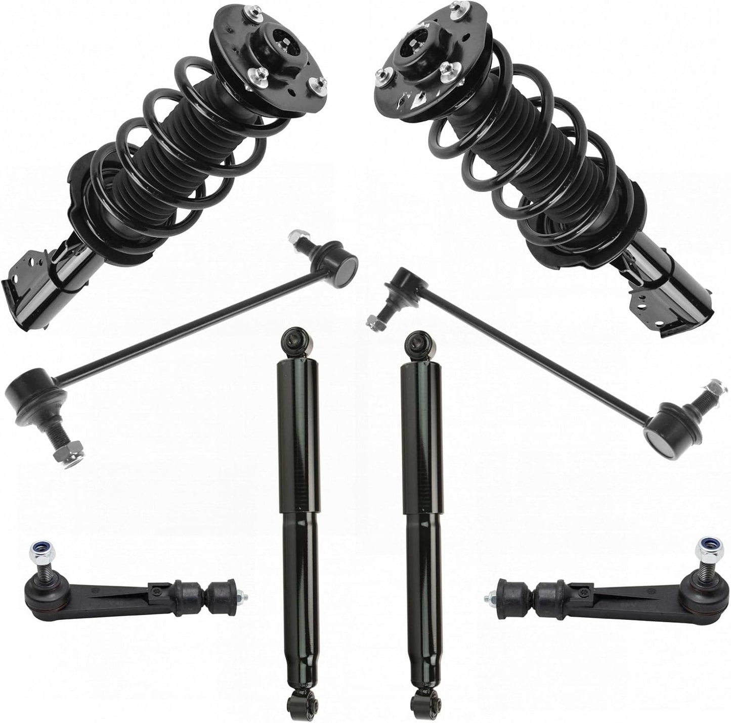 TRQ Front and Rear Suspension Kit Complete Strut & Coil Spring Assembly Shock Absorber Sway Bar Stabilizer Link Compatible with 06-13 BMW
