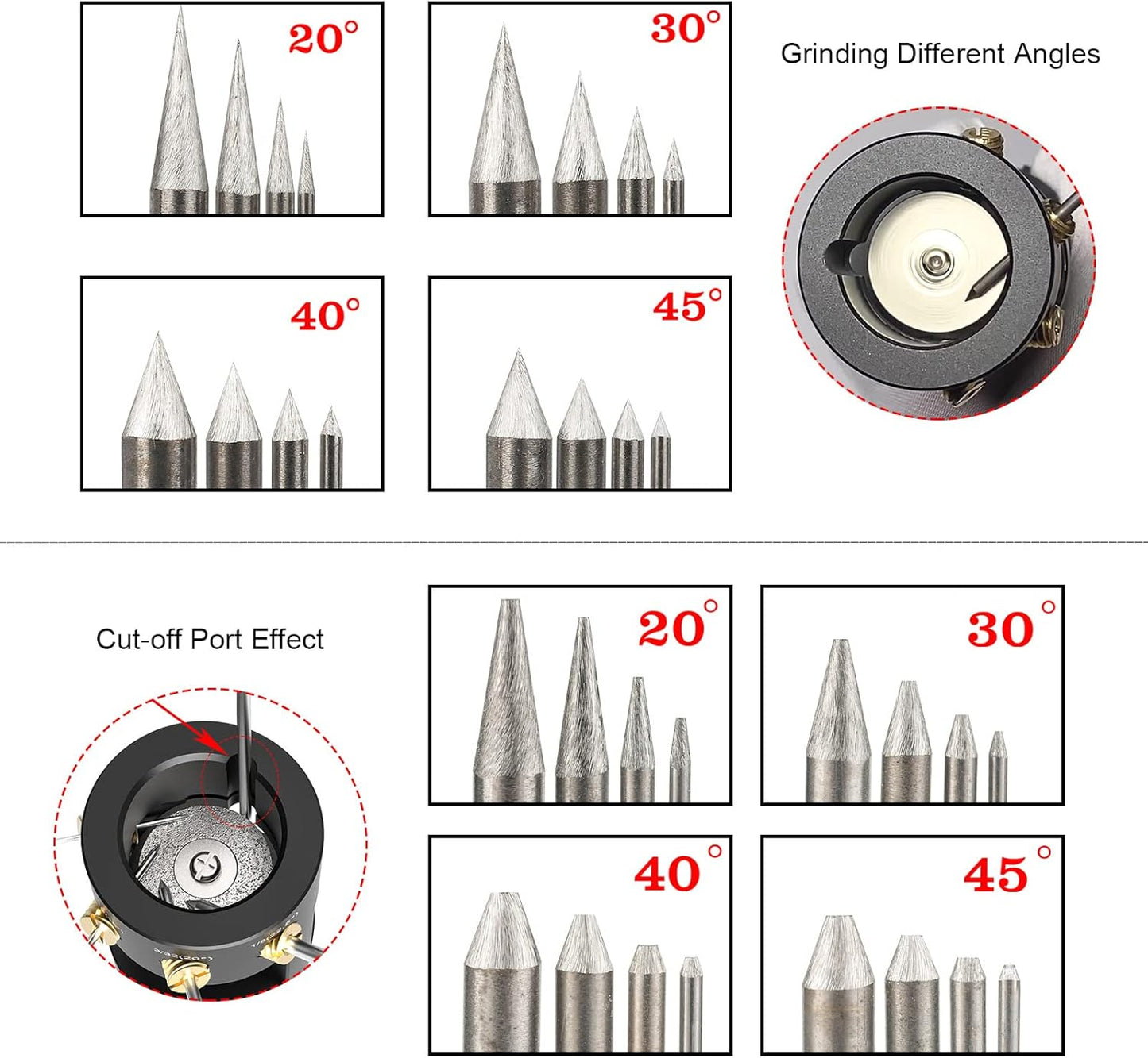 3mirrors Aluminum Tungsten Electrode Sharpener Grinder for TIG Welding Tool w/Cut-Off Slot Multi-Angle& Offsets, 4 Copper Screws Holes& 2 Upgrade CNC Mandrels& 5 25mm Diamond Wheels& Instructions