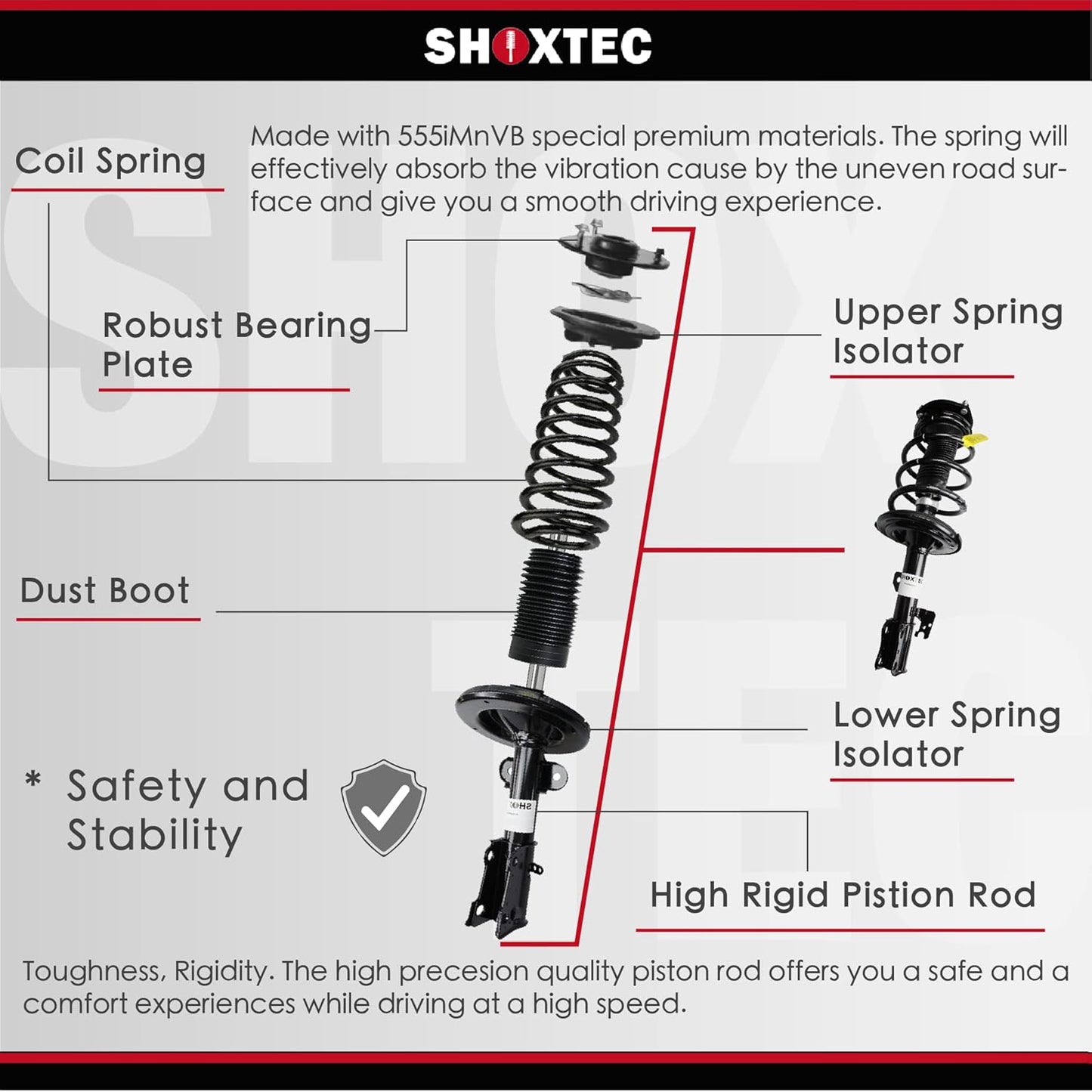Shoxtec Front Pair Complete Struts Replacement for 2013-2015 Honda Civic Repl. Part No.272926 272925