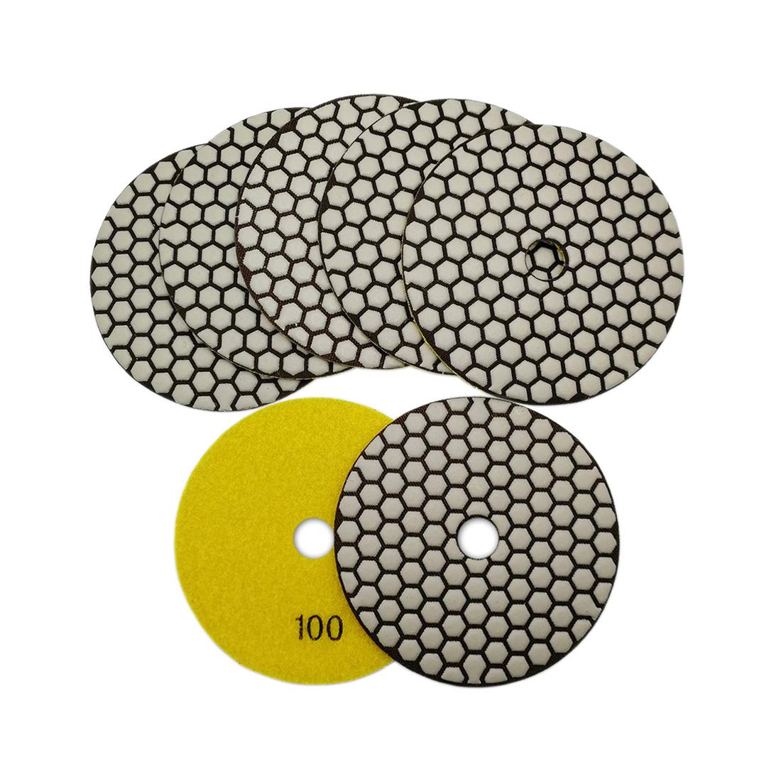 SHDIATOOL 5 Inch Dry Diamond polishing Pads Grit 50 for Granite Marble Quartz(7-Pack)