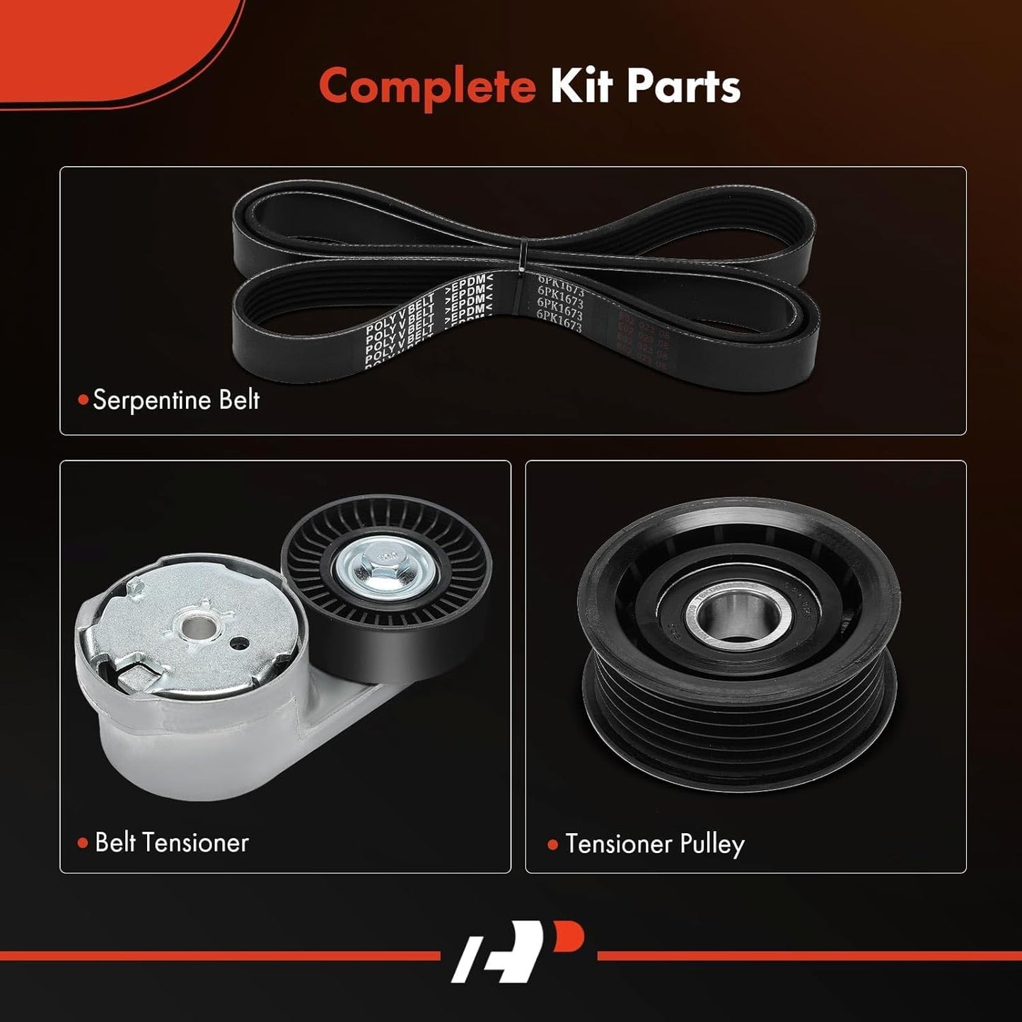 A-Premium Engine Serpentine Belt Drive Kit with Tensioner & Idler Compatible with Dodge Charger 14-21, Challenger 15-21 & Chrysler 300 14-22 & Ram 1500 14-18 20-21, 1500 Classic 19-21 - DOHC V6 3.6L