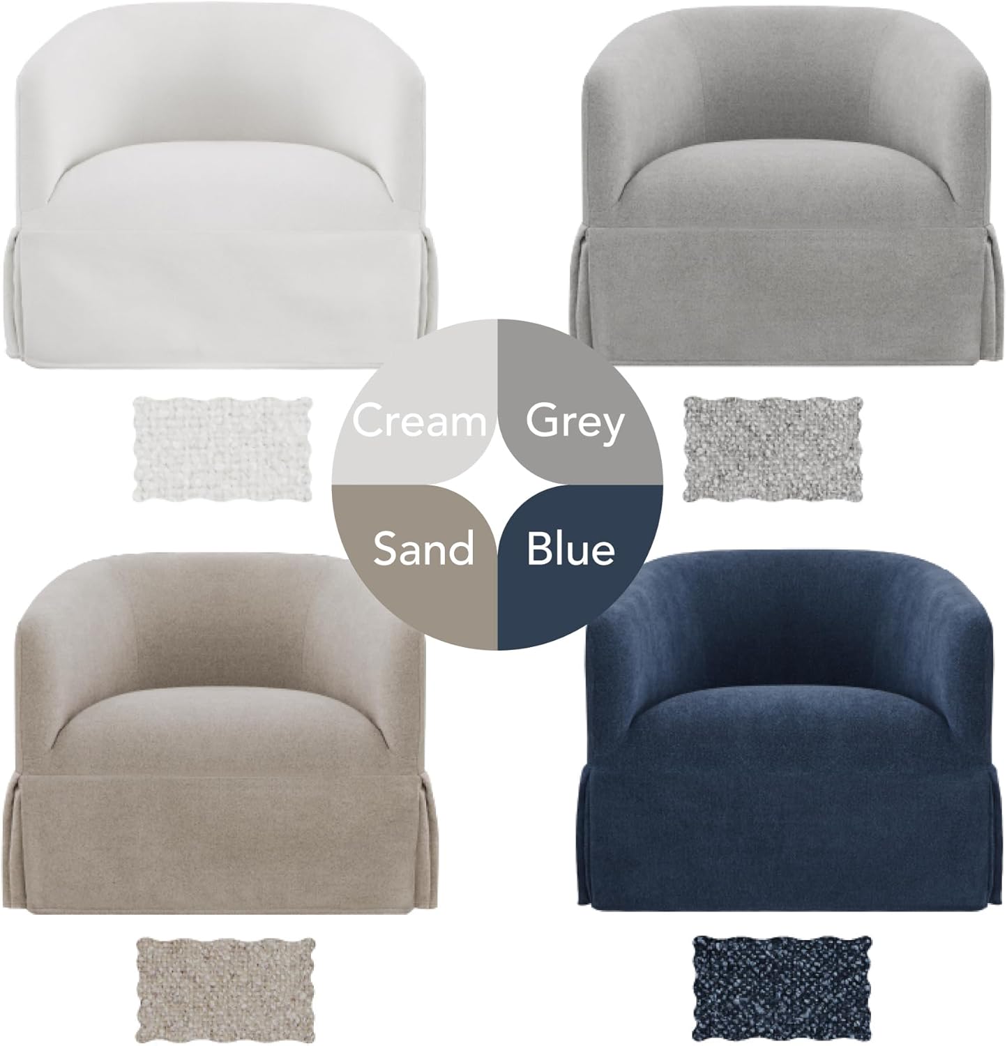 Swivel Accent Chair Modern Barrel Armchair for Bedroom Nursery Reading Waiting Living Room,Set of 2,White