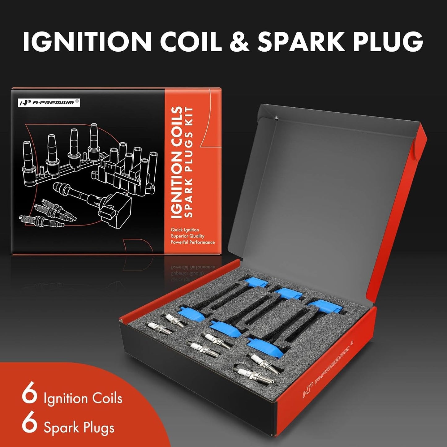 A-Premium (Blue) Set of 12 Ignition Coil Pack and Iridium Spark Plugs Compatible with Ram 1500 2019, 1500 Classic 2021 & Jeep Grand Cherokee 2016-2018, Wrangler & Dodge Durango & Chrysler Pacifica