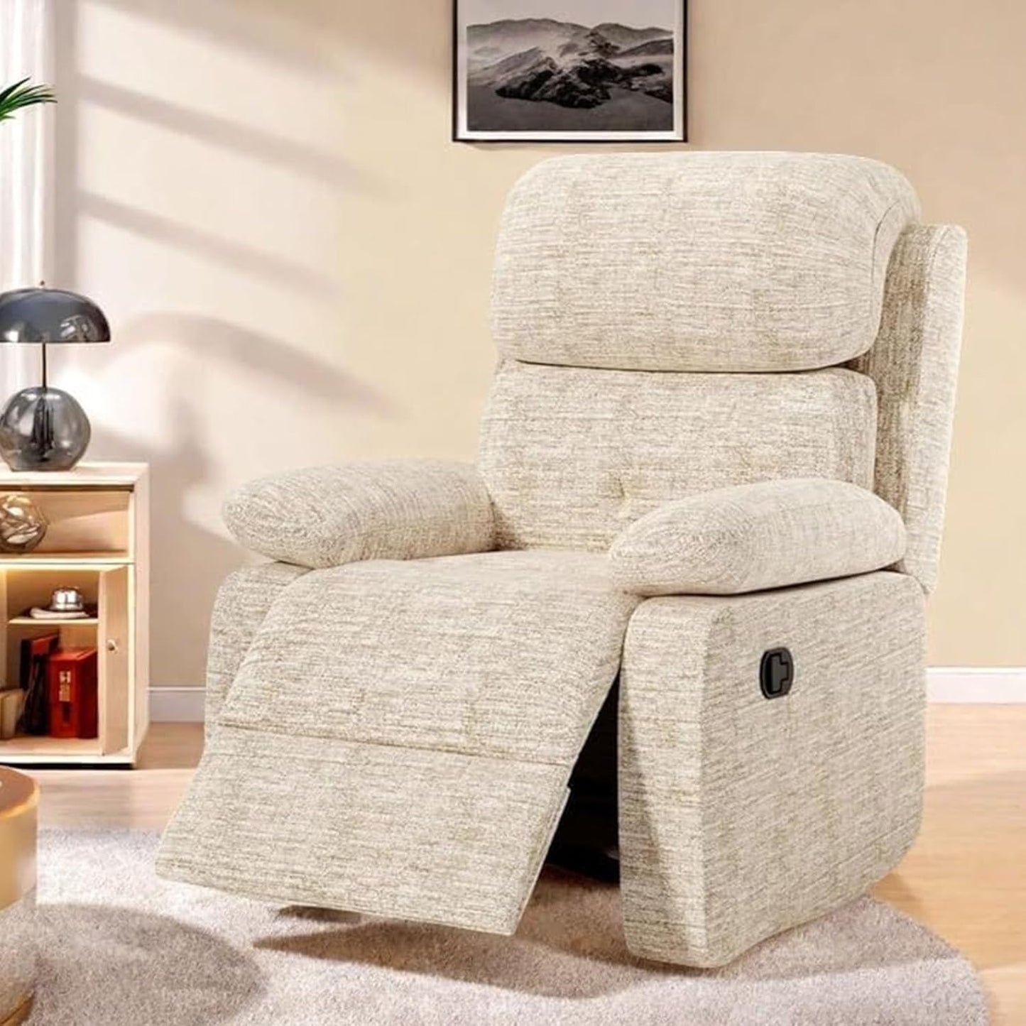 Swivel Rocker Recliner with 360 Degree Swivel, Small Recliners with 30 Degree, 90-150 Degree Angle, Faux Leather Lift Chair for Home Theater Seating, Adults, Living Room, Bedroom, Black