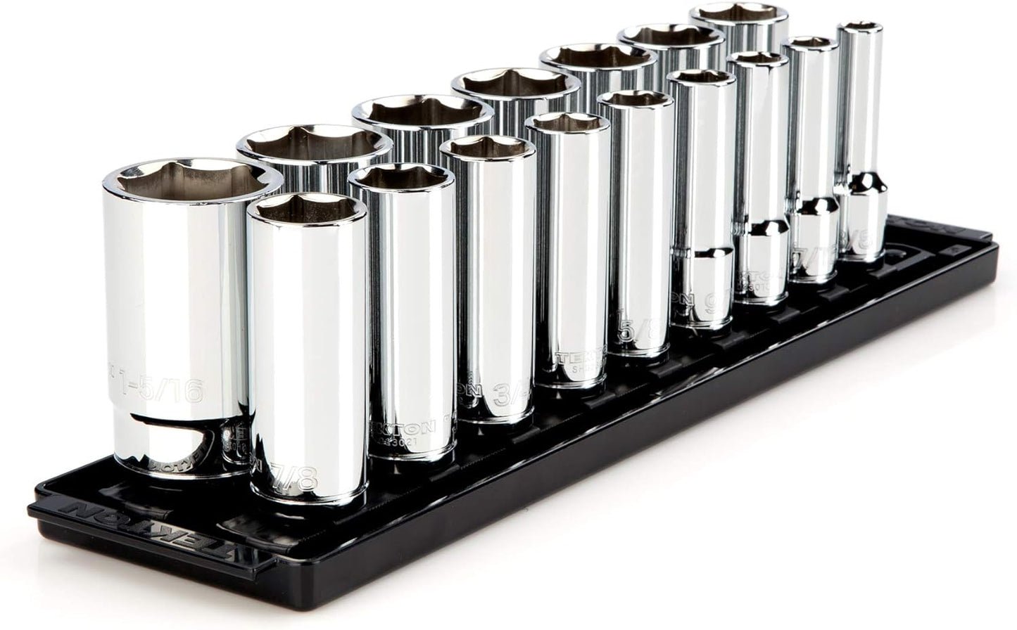 TEKTON 1/2 Inch Drive 6-Point Socket Set with Rail, 15-Piece (10-24 mm) | SHD92102