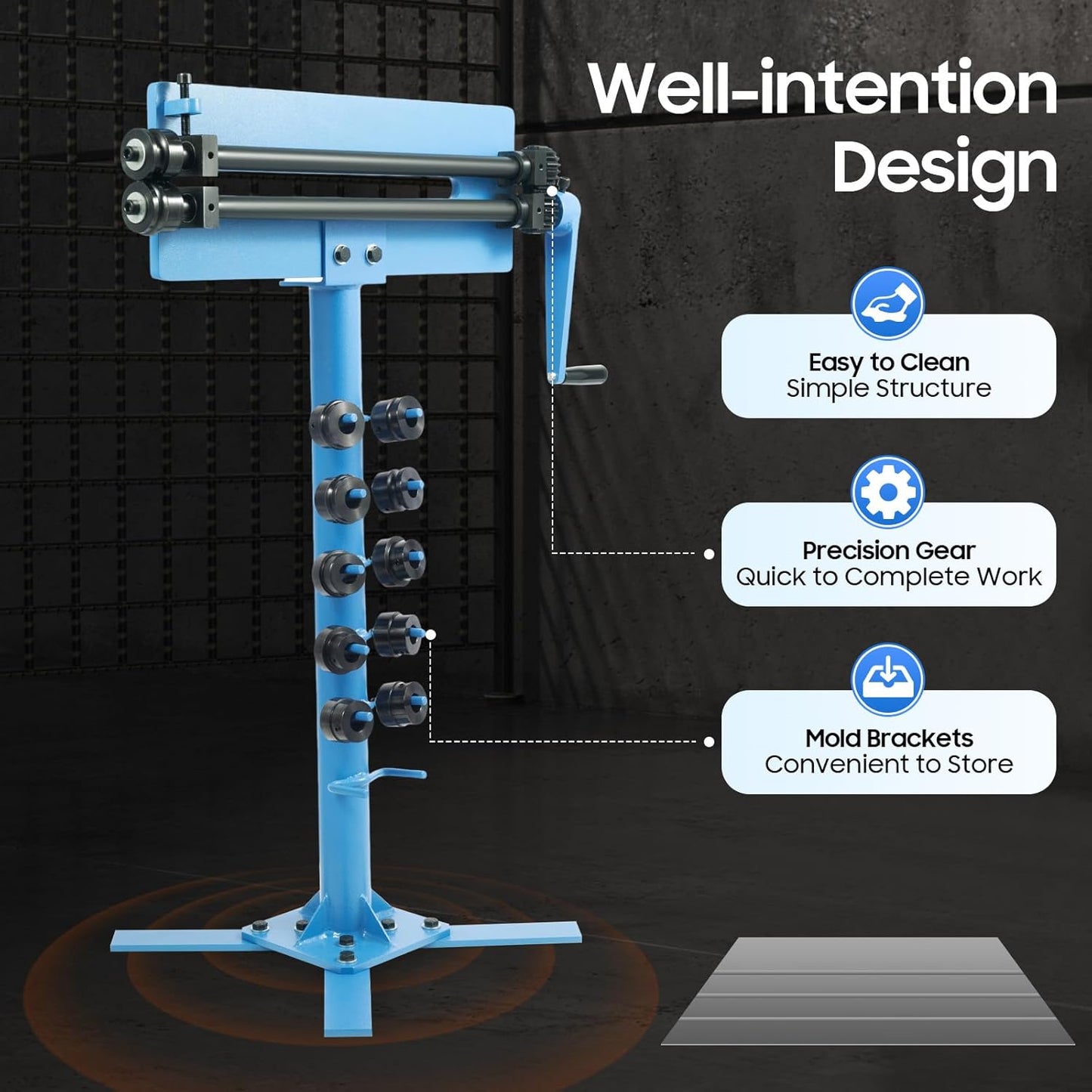 Sheet Metal Bead Roller Machine, Rotary Steel Bending Bender, Sheet Metal Bead Roller Bending Machine Set, with 6 Dies Set, 1.2mm Sheet Metal Bead Roller Rotary Burring Swaging Machine