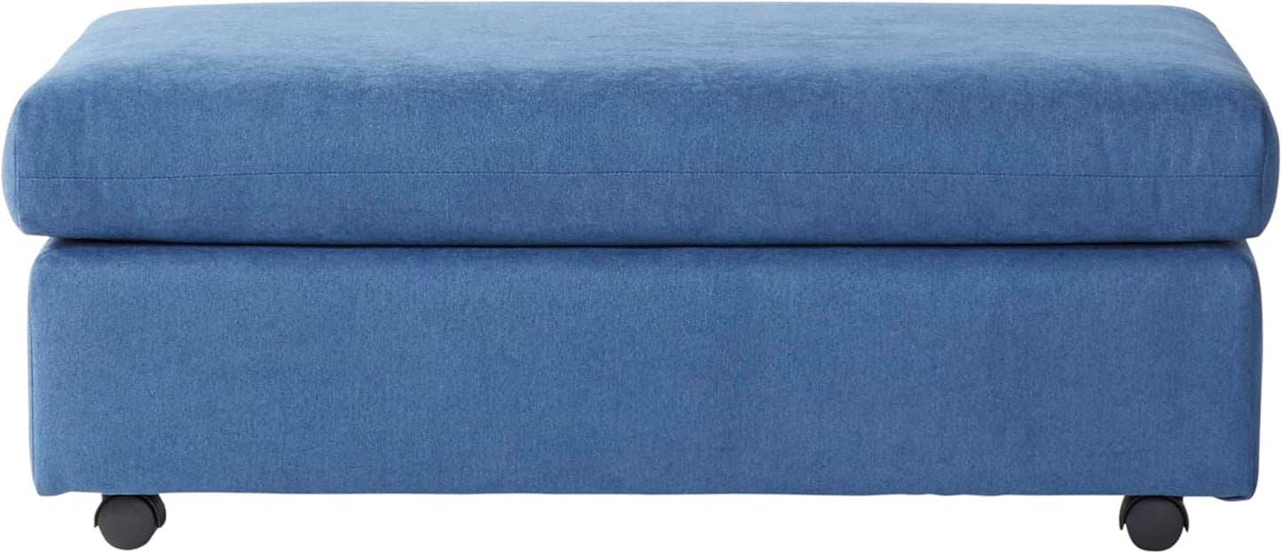 Roundhill Furniture Enda Oversized Living Room Pillow Back Cuddler Arm Chair with Ottoman, Image Navy