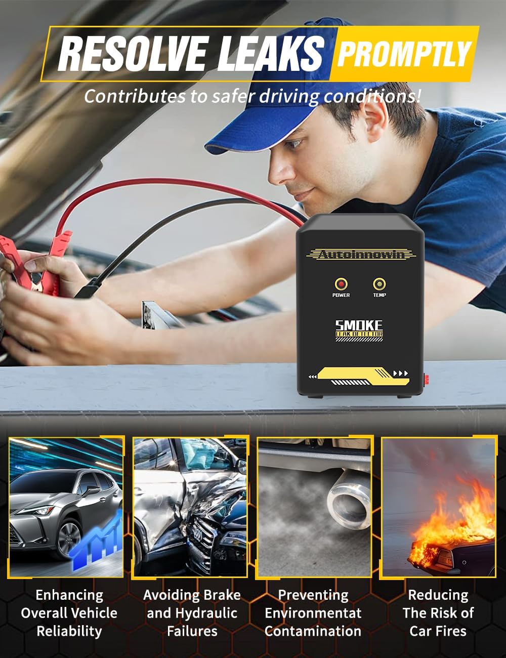 Automotive Smoke Machine Leak Detector - 12V DC EVAP Vacuum Smoke Machine Leak Tester for Pipe System, Maquina De Humo Automotriz