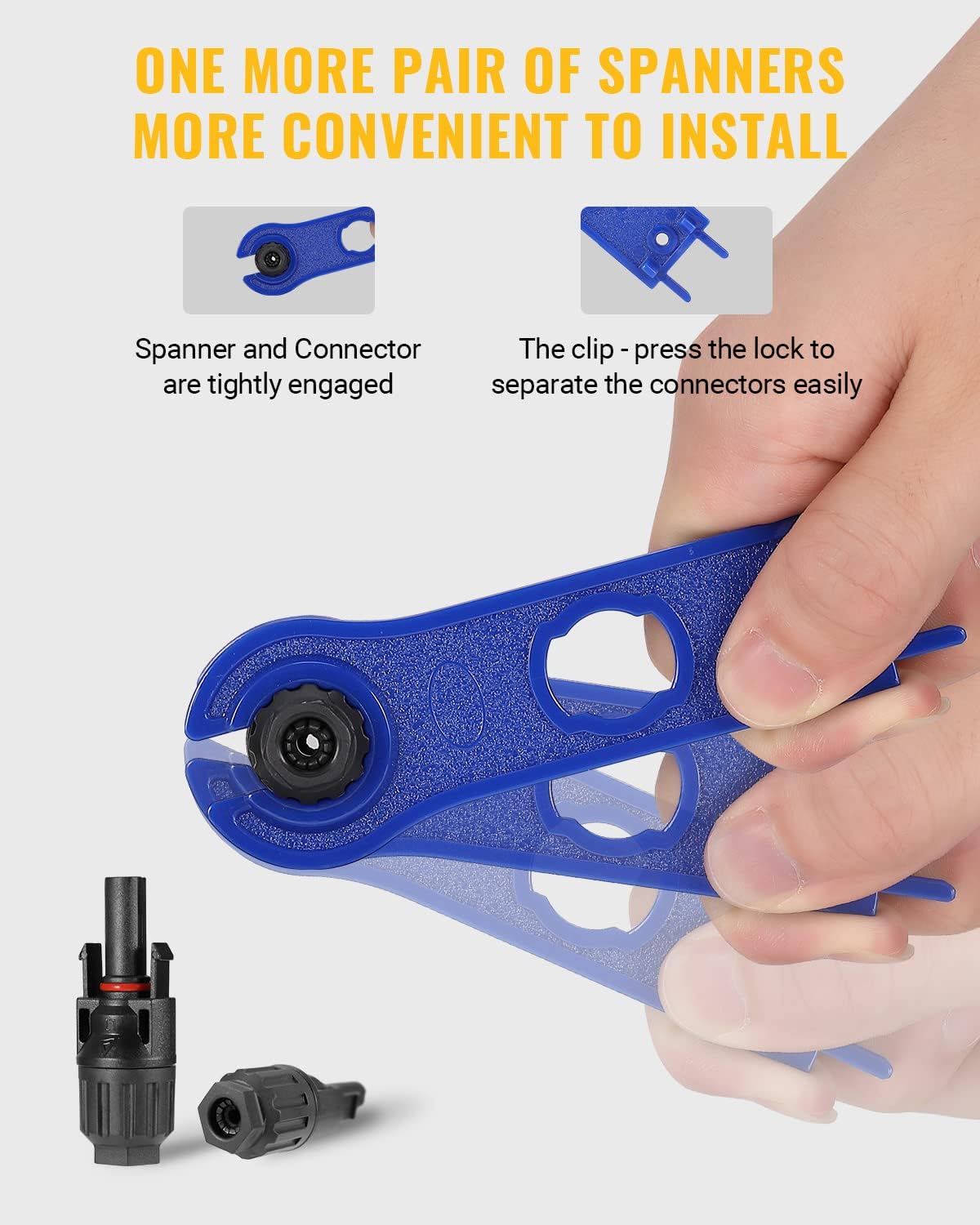 BougeRV 100PCS Solar Connector with Spanners IP67 Waterproof Solar Panel Cable Connectors Male/Female 50 Pairs(10AWG)