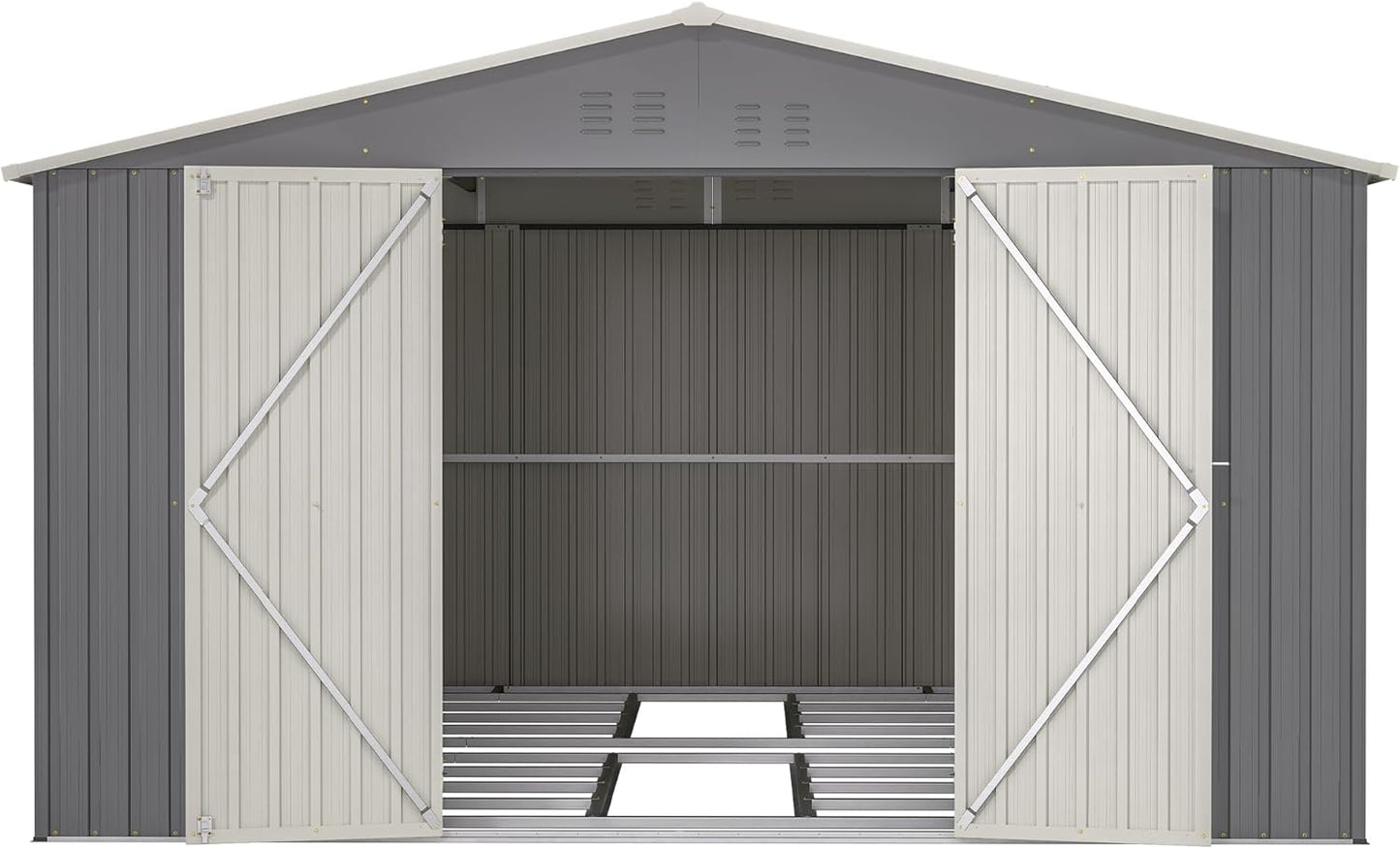 6' x 4' Outdoor Metal Storage Shed, Galvanized Steel Tool Garden Shed, for Patio Backyard Lawn Garden (6x4 Ft Grey)