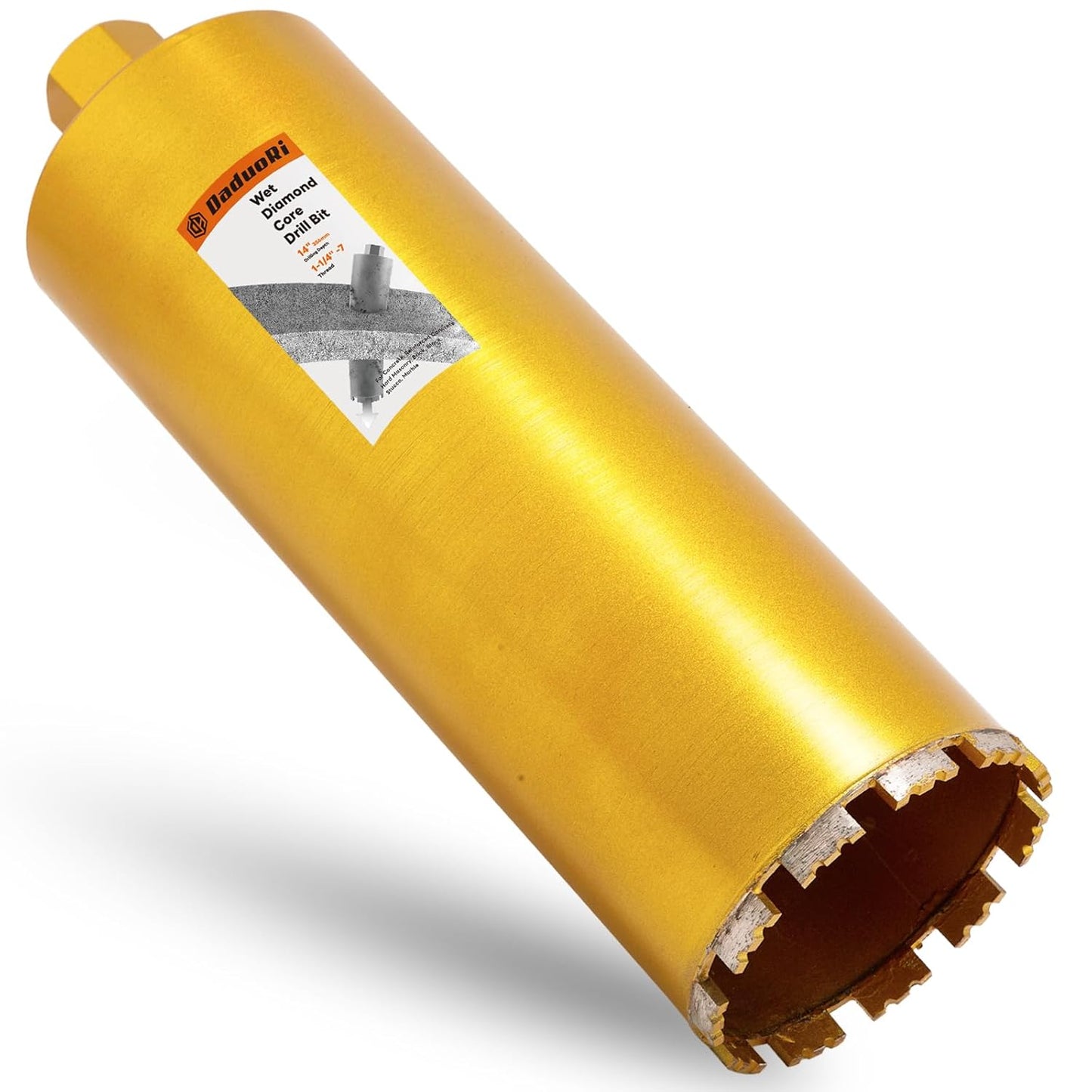 8 Inch Wet Core Drill Bit, 8" Core Bits for Concrete, 1-1/4"-7 Thread, 14" Drilling Depth Diamond Core Drill for Concrete with Rebar, Masonry, Brick Block,Cement, Stucco, Stone (203mm)