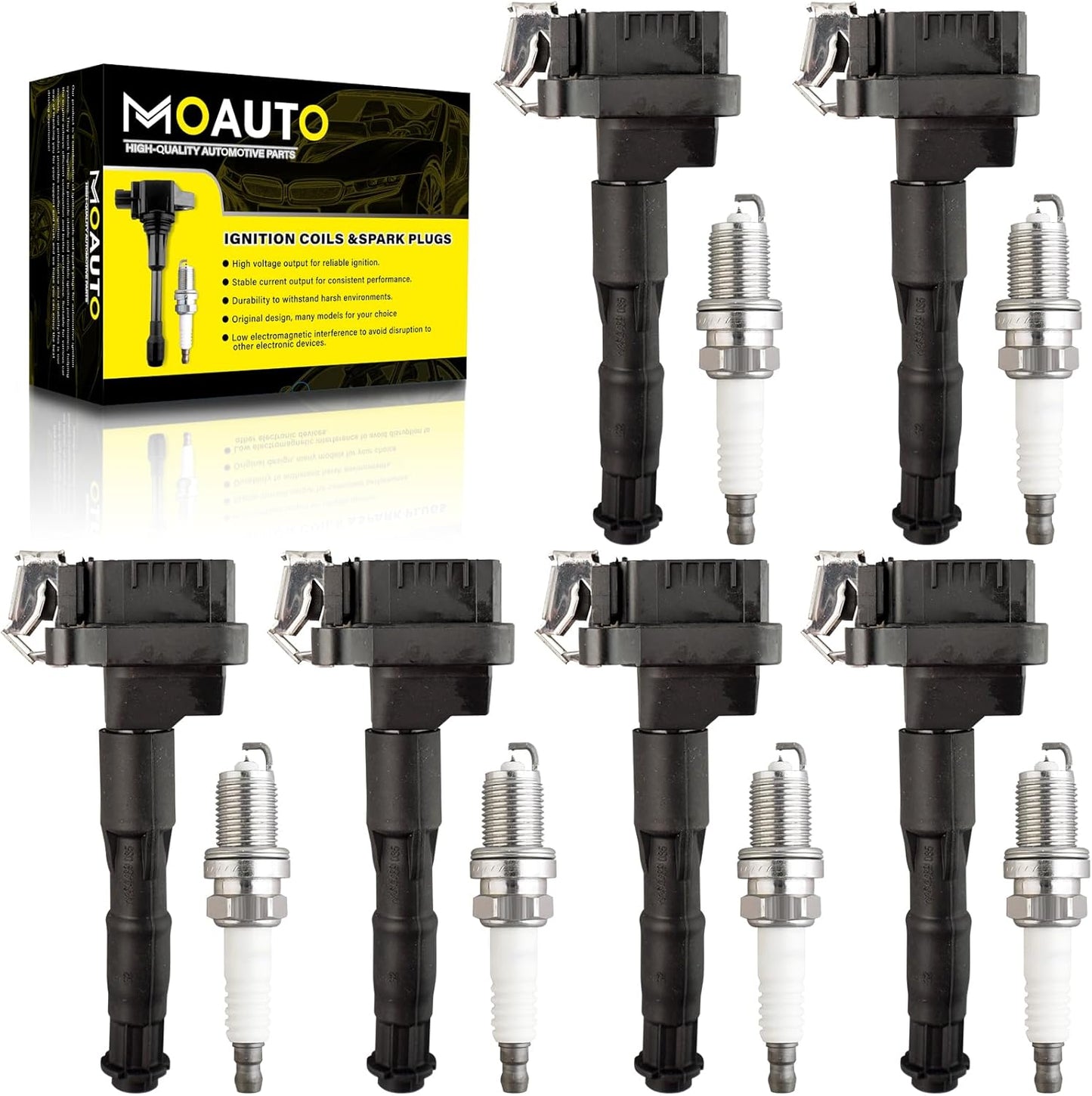 Set of 6 Ignition Coils Pack UF796 90919-A2008 & 6 PCS Iridium Spark Plugs Compatible with Lexus GS350 GS450h IS300 IS350 LC500h LS500h RC300 RC350 RX450h RX450hL Toyota Highlander Tacoma