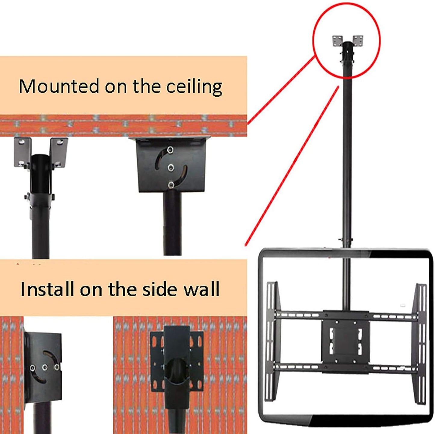 Universal TV Stand Ceiling Mount Tv Bracket, Hanging Full Motion TV Mount for 43-80 Inch TVs, Adjustable Height Telescoping Tilt and Swivel (Size : 3.6m)