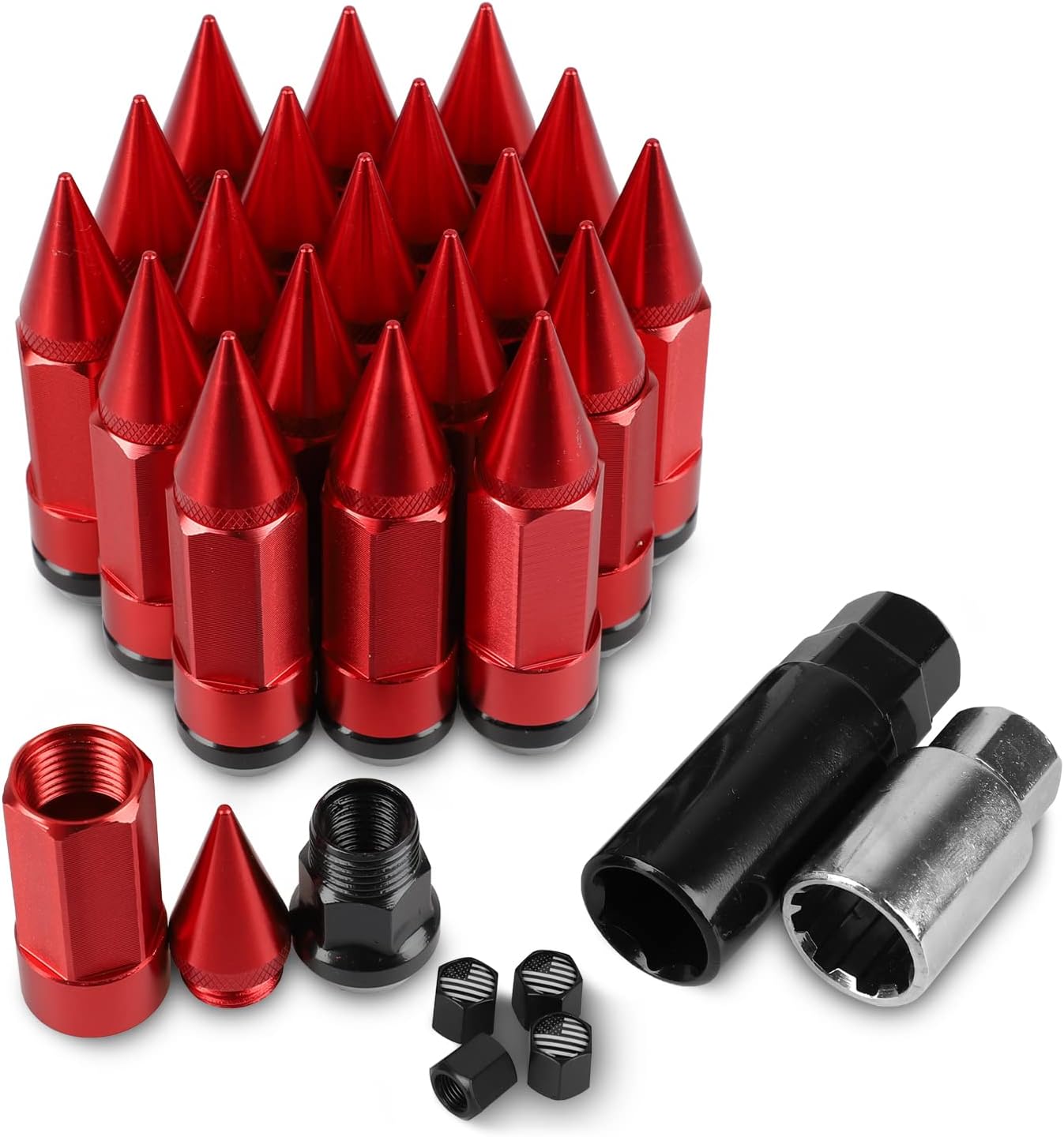 20PCS M12x1.5 Anti Theft Wheel Spikes Lug Nut,Replacement for 2006-2019 Fusion,2012-2019 Focus,2001-2019 Escape Aftermarket Wheel(Neo Chrome)