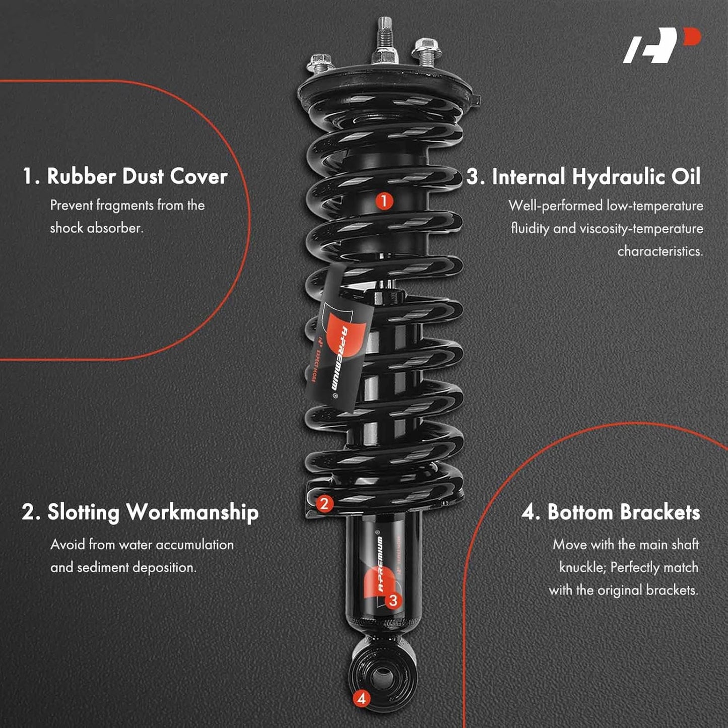 A-Premium Front Complete Strut & Coil Spring Assembly Compatible with Nissan Frontier 2005-2019 & Suzuki Equator 2009-2012, 2.5L, 2-PC Set