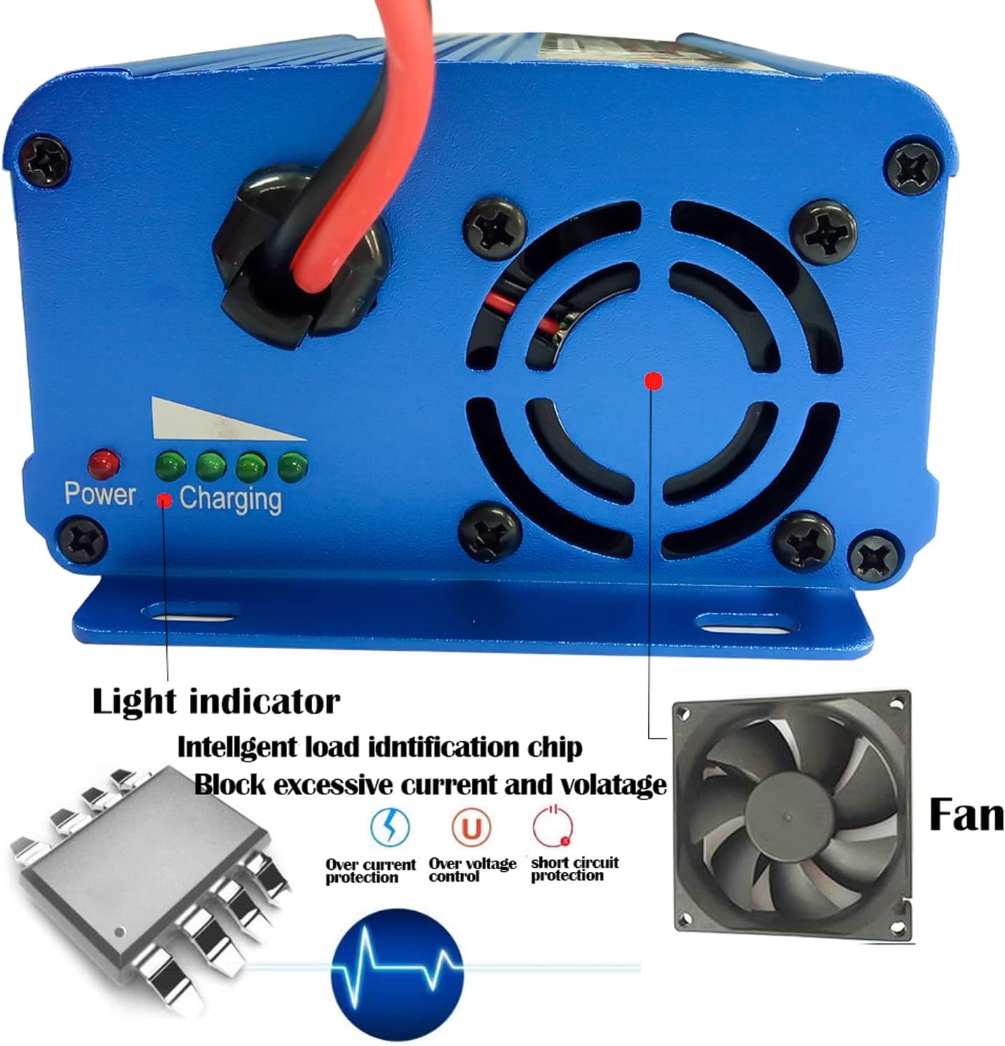 24V Battery Charger Automatic Smart Charger 5A trickle Charger and I/O Switch 3 pin XLR Connector for Charging AGM Gel Lead-Acid Batteries for Cars wheelchairs Boats