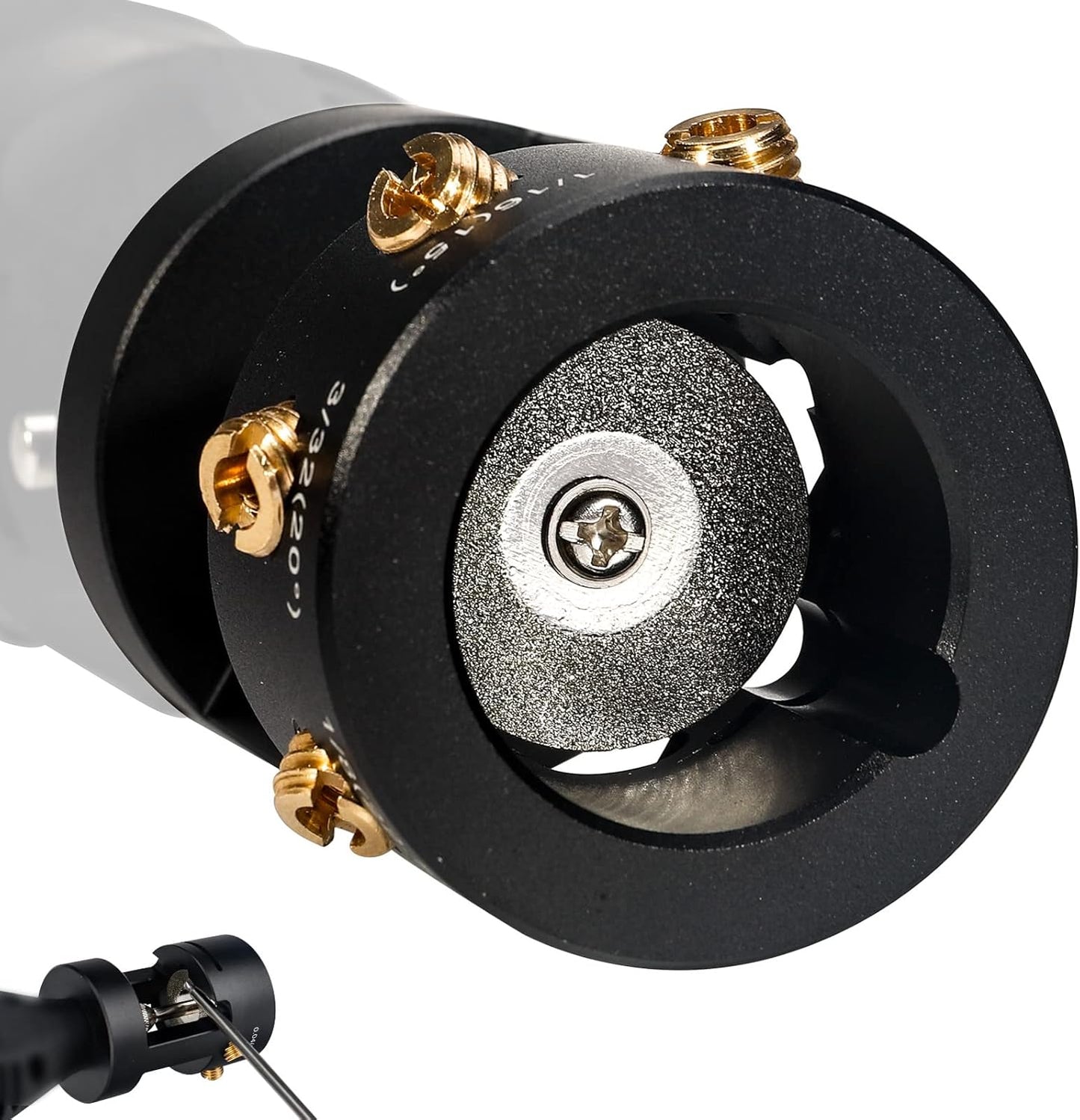 3mirrors Aluminum Tungsten Electrode Sharpener Grinder for TIG Welding Tool w/Cut-Off Slot Multi-Angle& Offsets, 4 Copper Screws Holes& 2 Upgrade CNC Mandrels& 5 25mm Diamond Wheels& Instructions