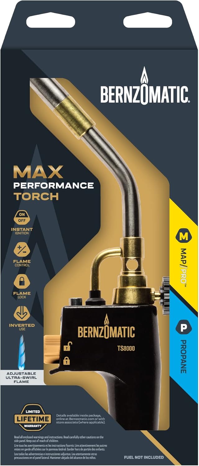 Bernzomatic Map Pro Gas Cylinder 3-Pack with Max Performance Torch TS8000 (MG9/TS8000)